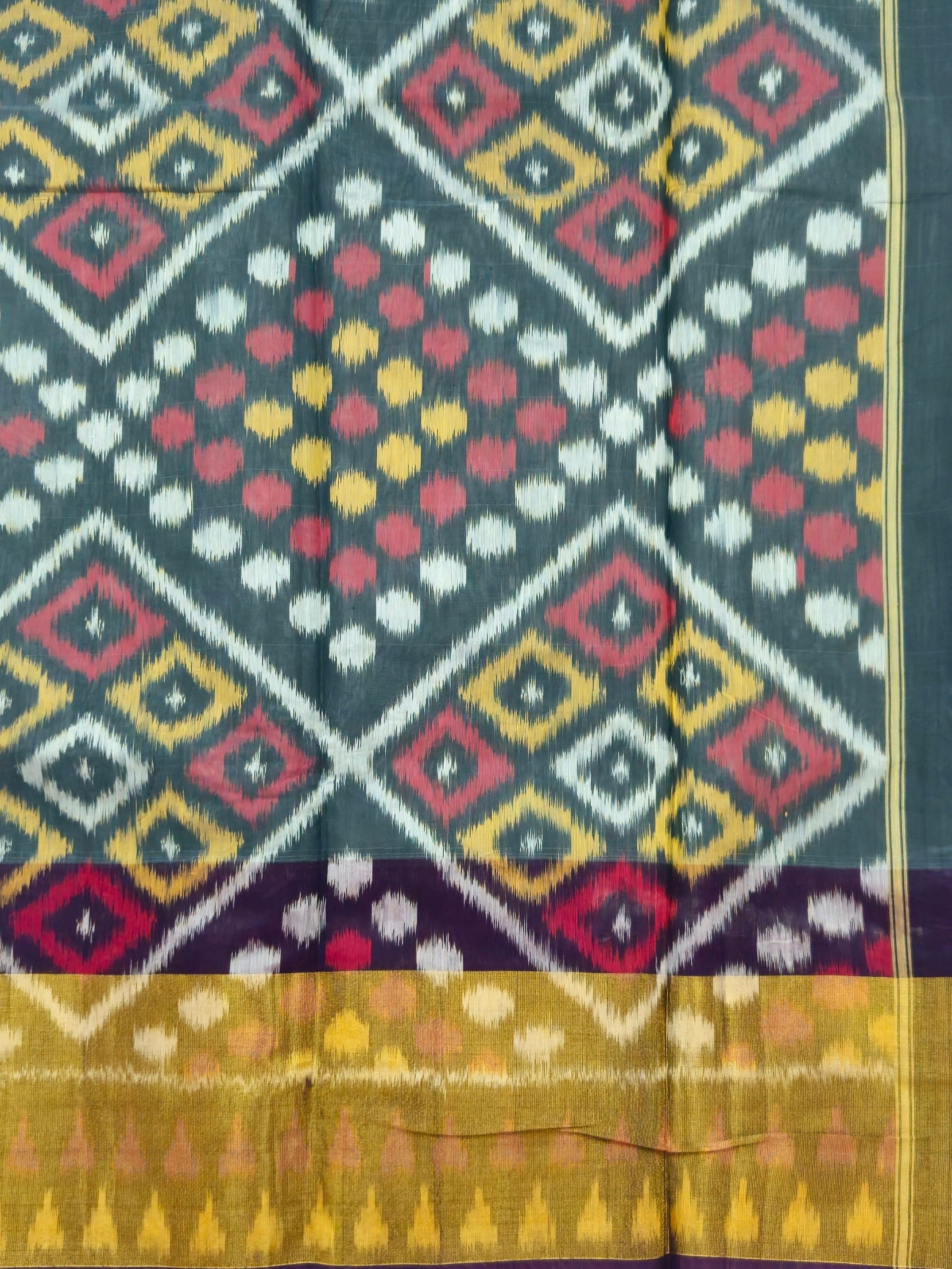 Pochampally Hyderabadi Sico silk saree in grey color with blouse