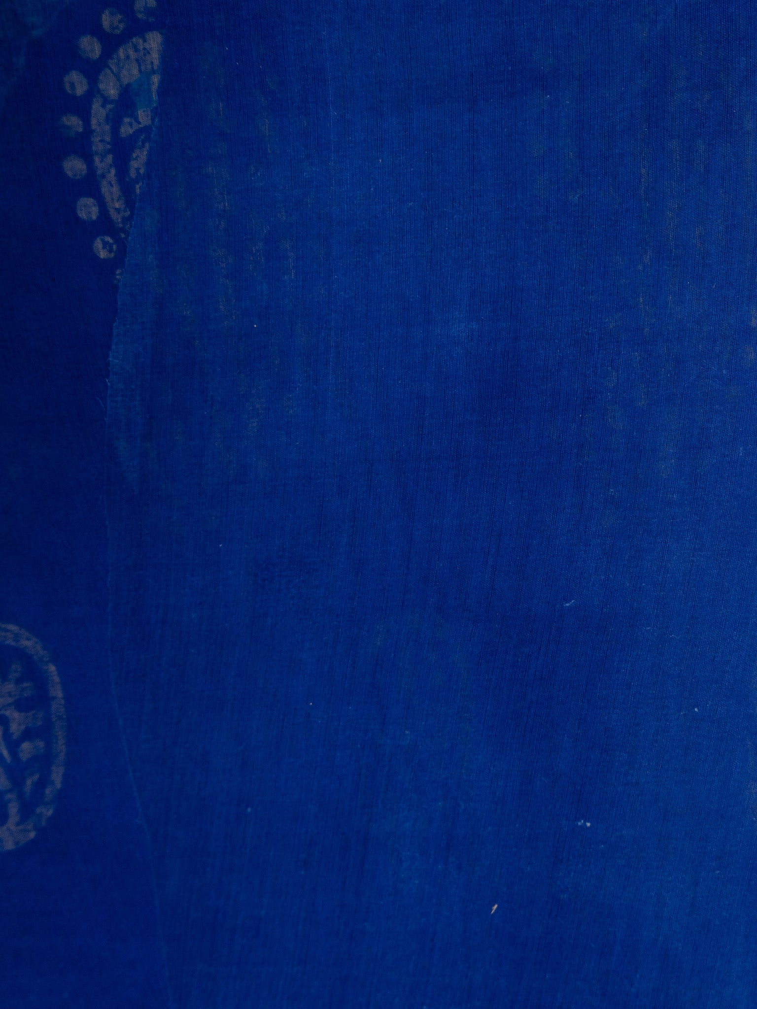 Hand Batik Print Cotton Saree in Deep Blue Color