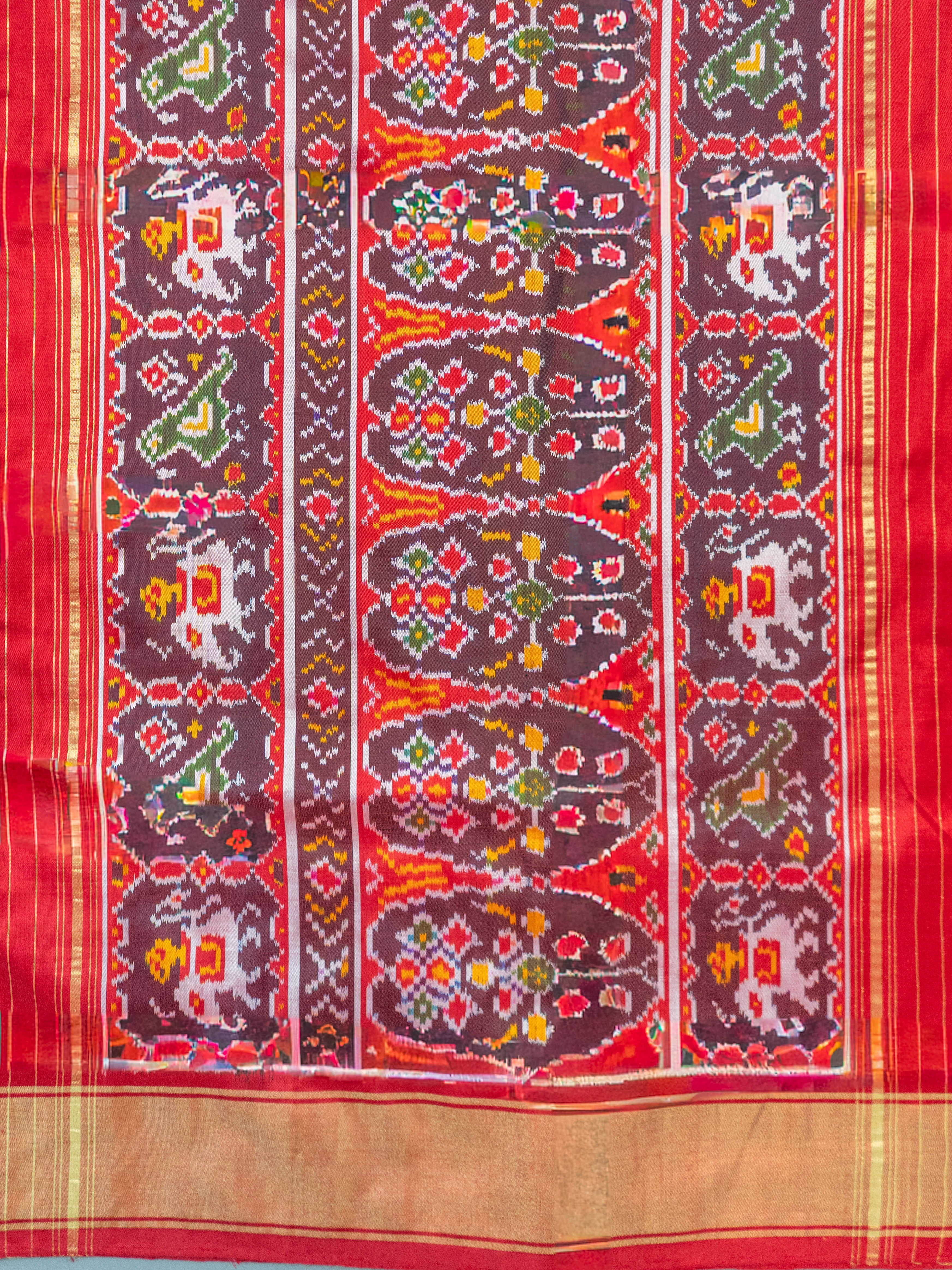 Pure Pochampally silk saree in Blue double ikkat with designer pallu and contrast Blouse
