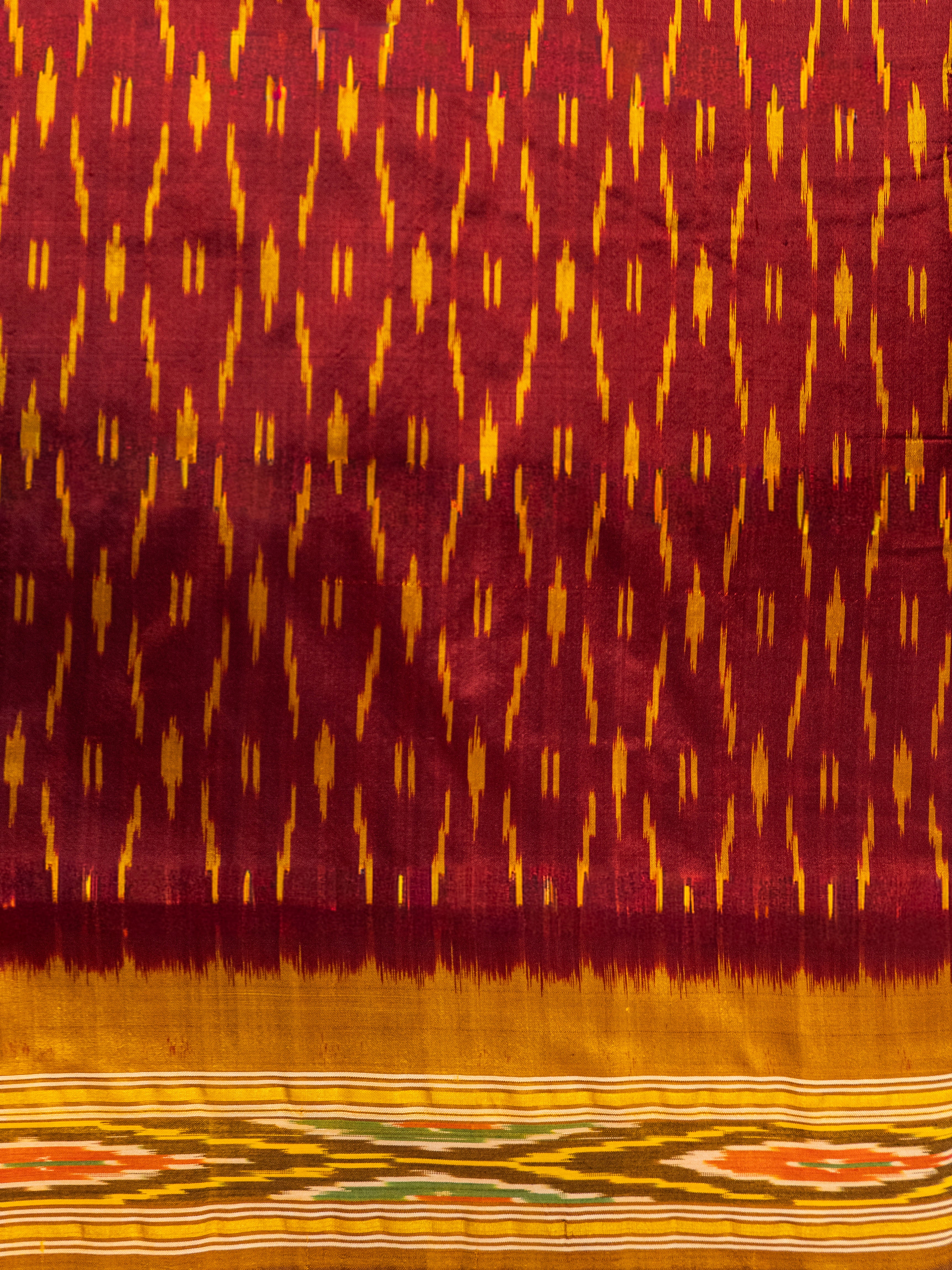 Pure Pochampally silk saree in blue colour with contrast pallu without Blouse