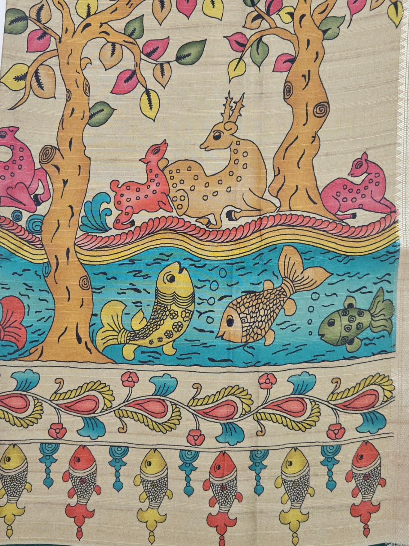 Kalamkari saree scenic print pallu