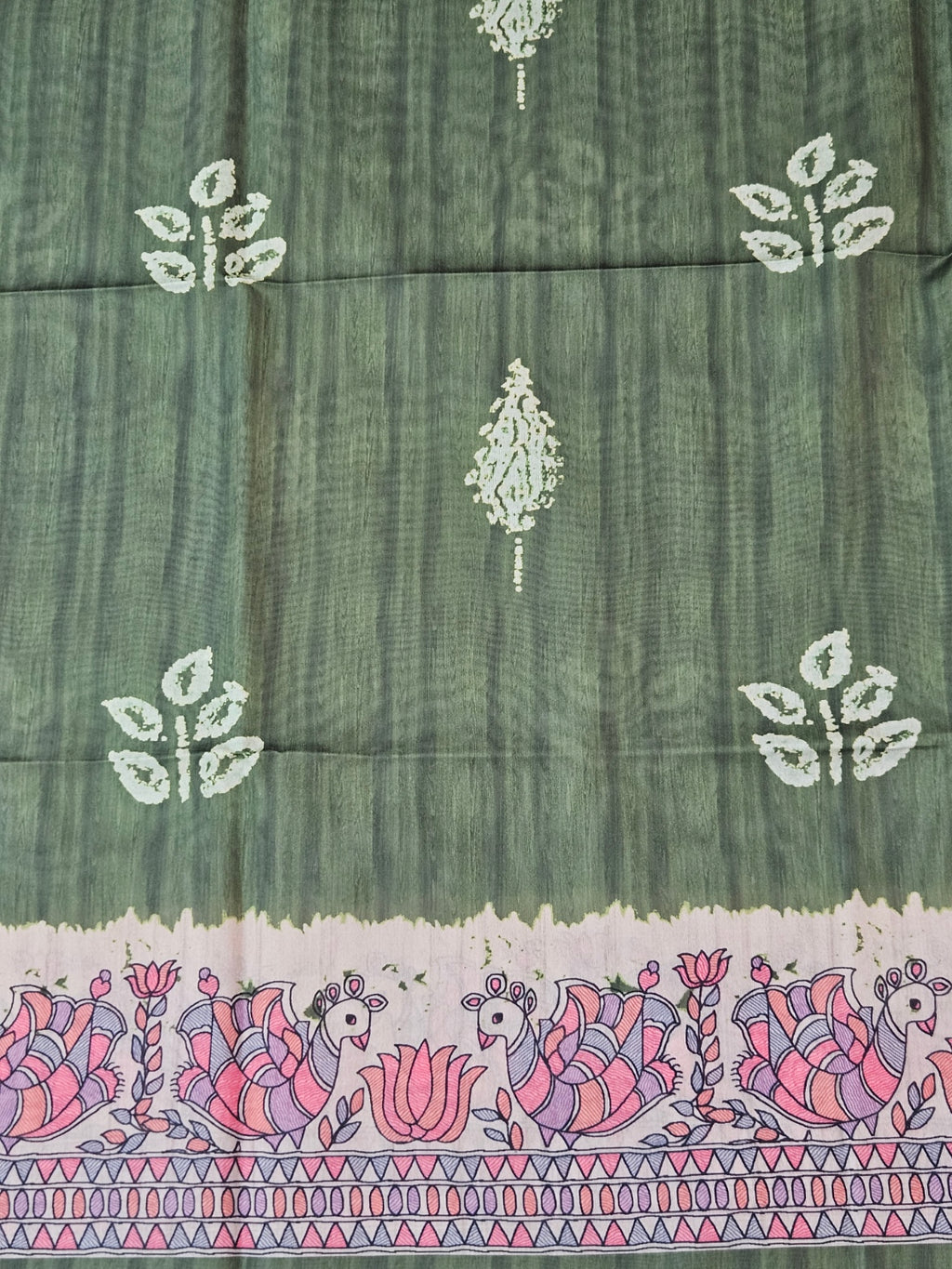 Kalamkari butta saree artistic fish print pallu