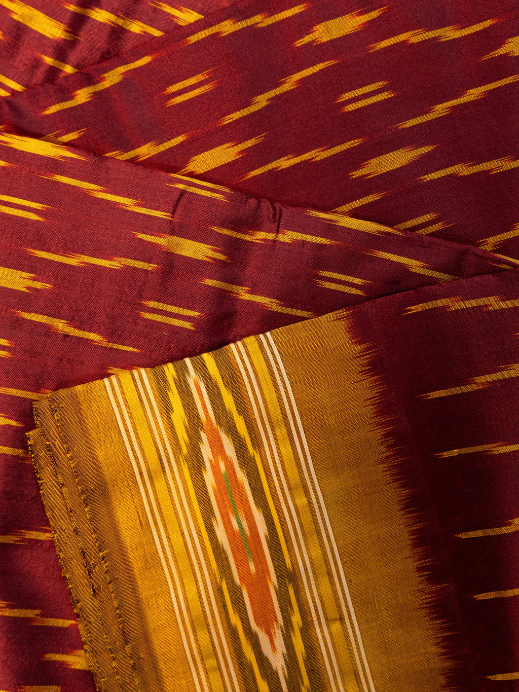 Pure Pochampally silk saree in blue colour with contrast pallu without Blouse