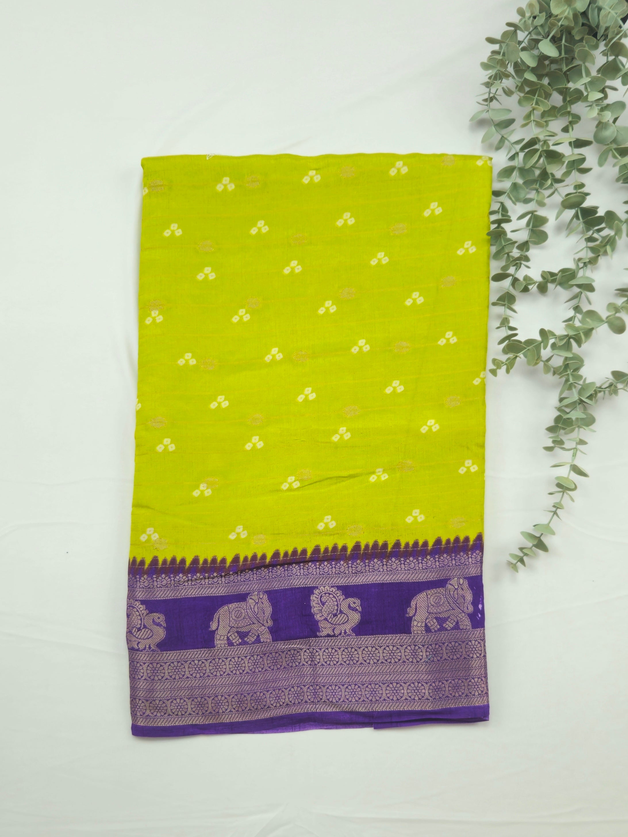 Pochampally light green Bandhani print silk saree