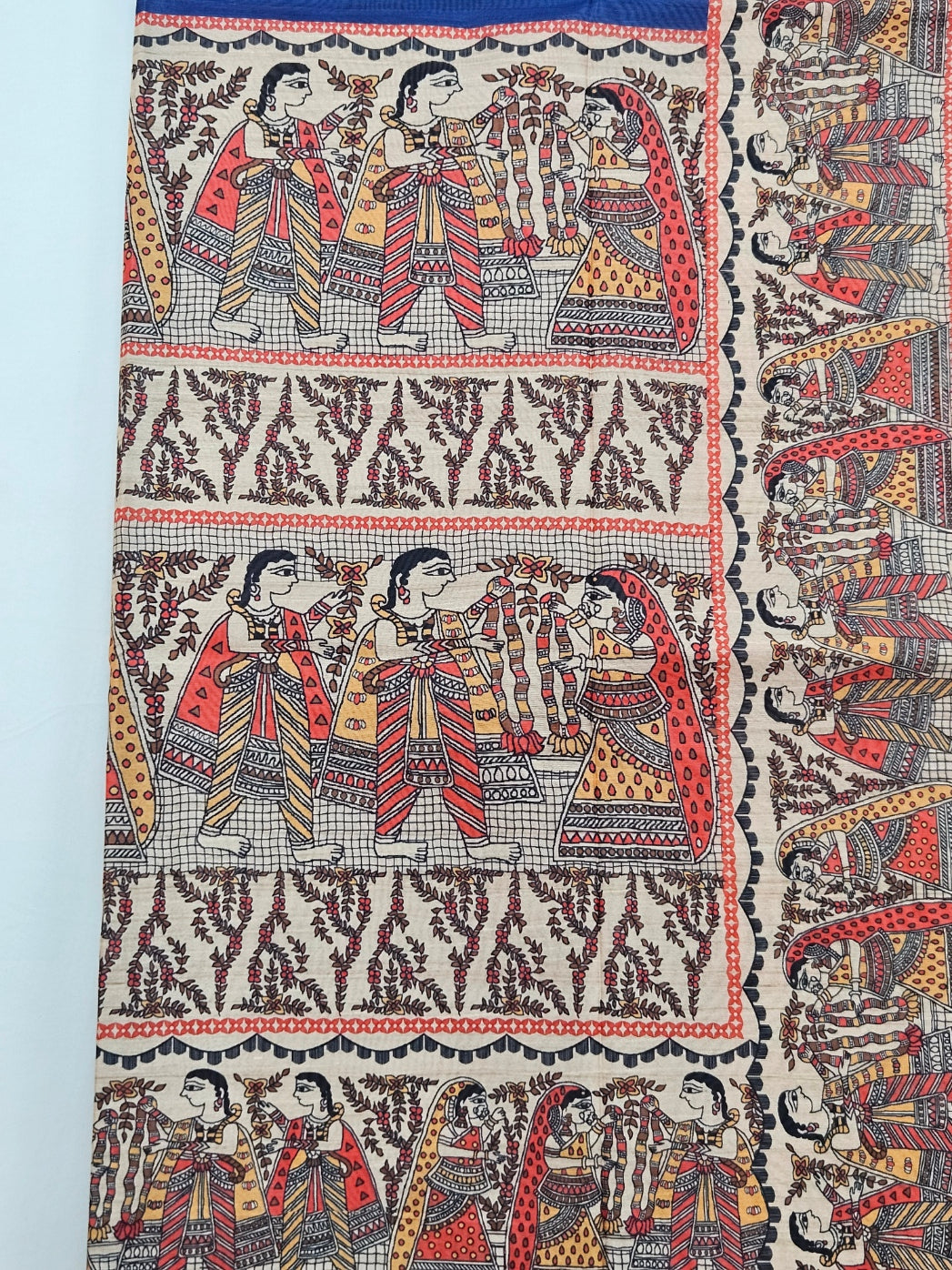 Kalamkari Rajwada print sarees with contrast butta blouse