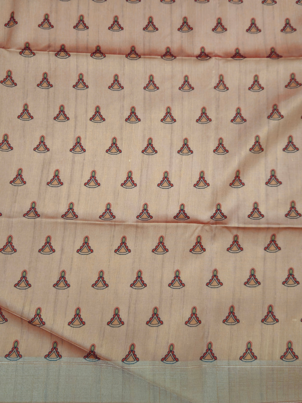 Kalamkari Geometric print blood red saree with contrast butta blouse