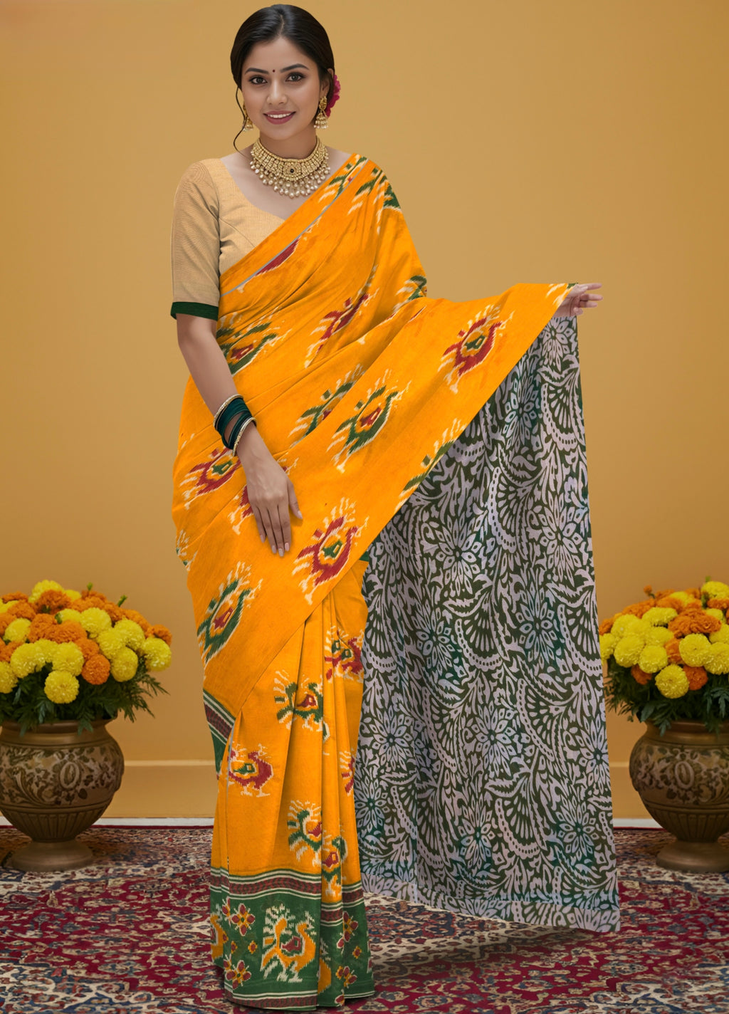 Pochampally Pure Cotton Saree – Authentic Handloom Ikat Weave