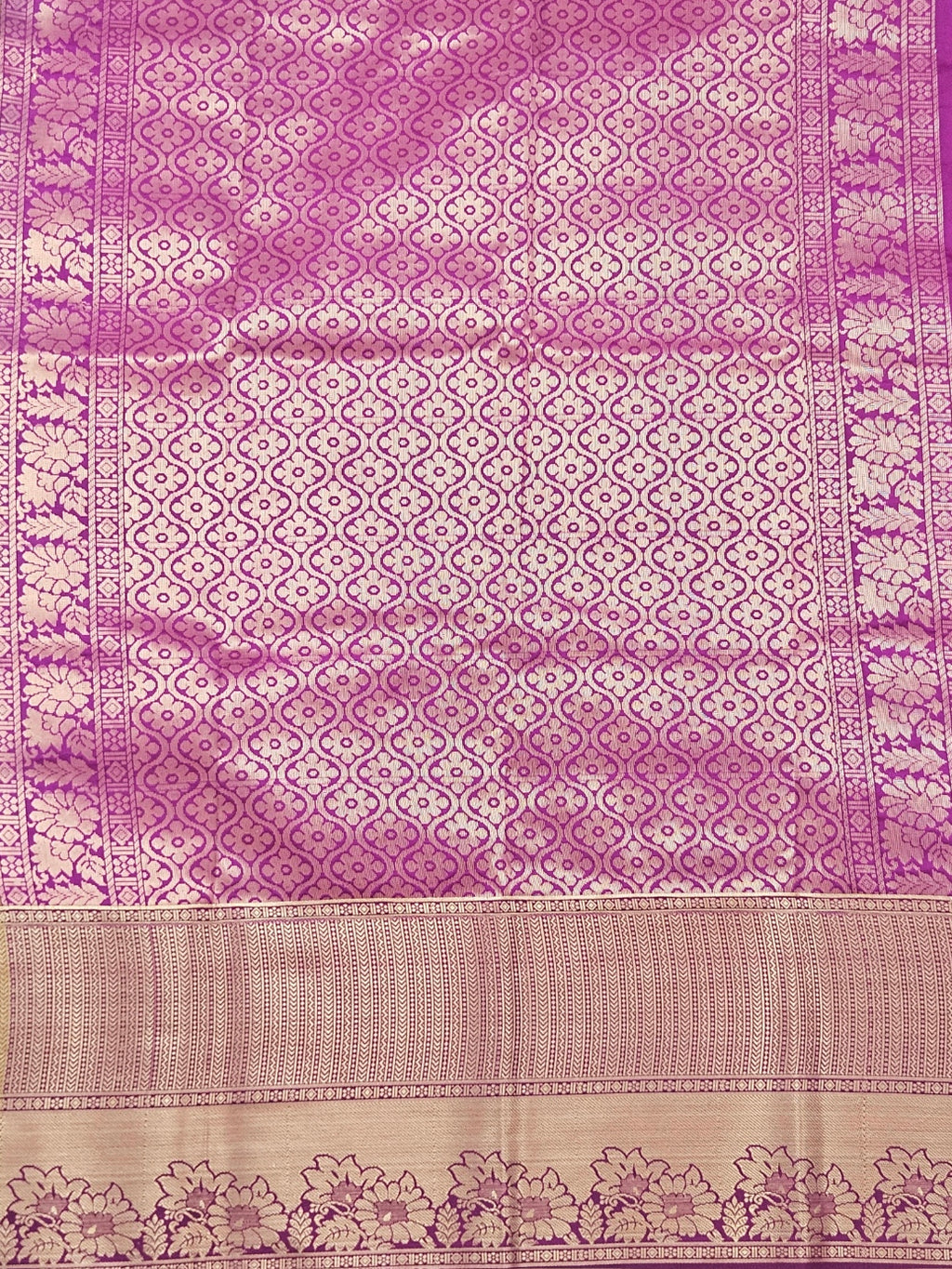 Kanchivaram golden line weaves saree in olive green color with geometric weaves