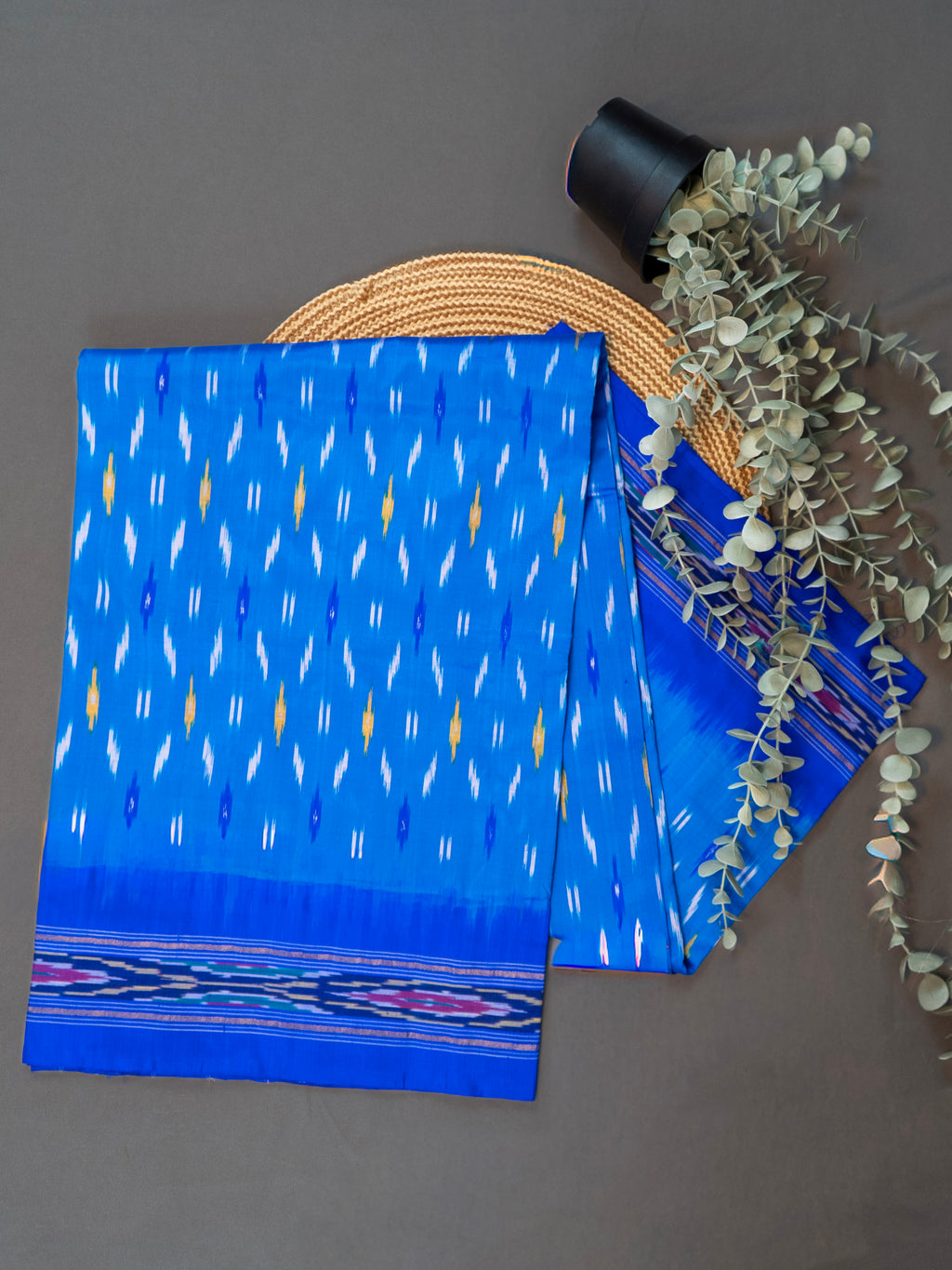 Pure Pochampally weaving silk saree in Sky blue without Blouse