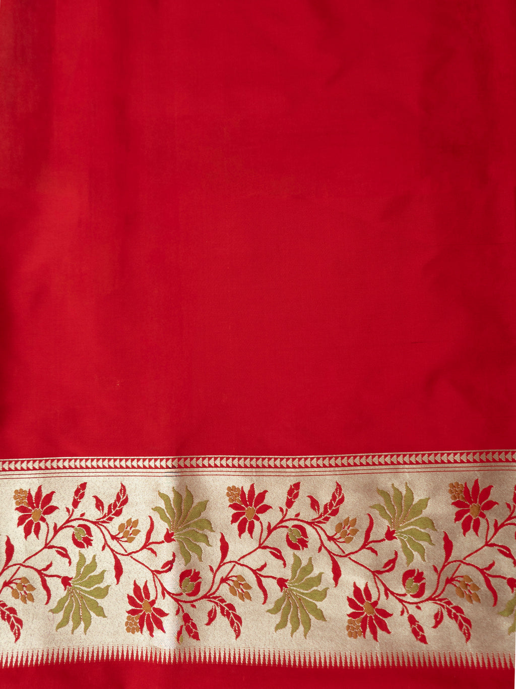 Pure Banarasi Katan Silk Saree in Deep Red with Floral Zari & Rich Zari Pallu