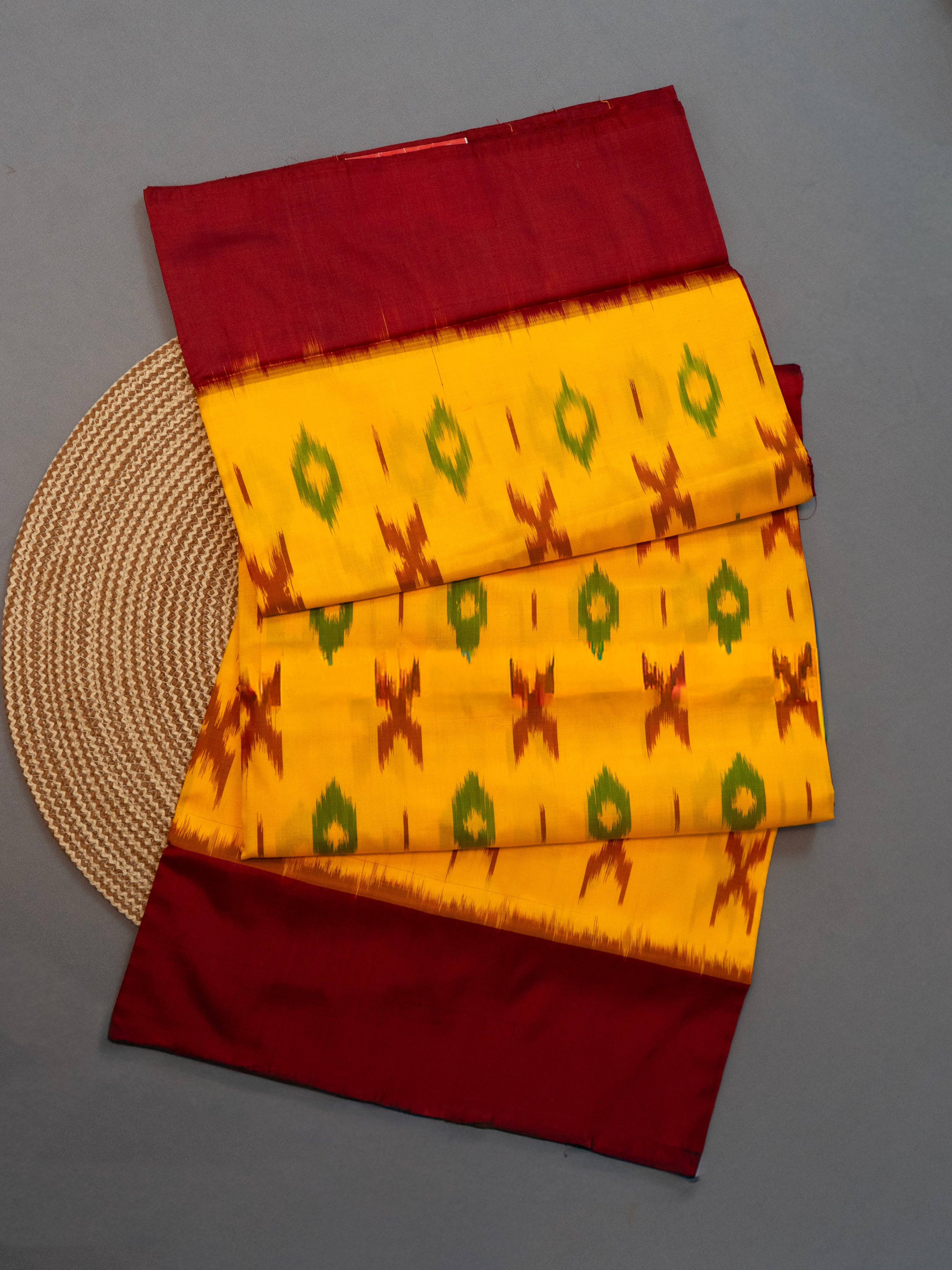 Pure Pochampally weaving silk saree in mustard without Blouse