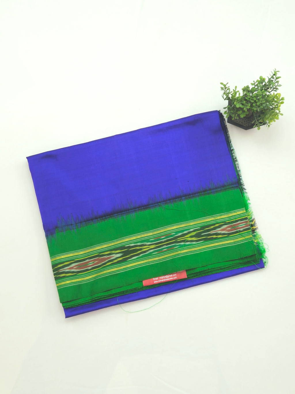 Pure Pochampally silk saree in blue without Blouse