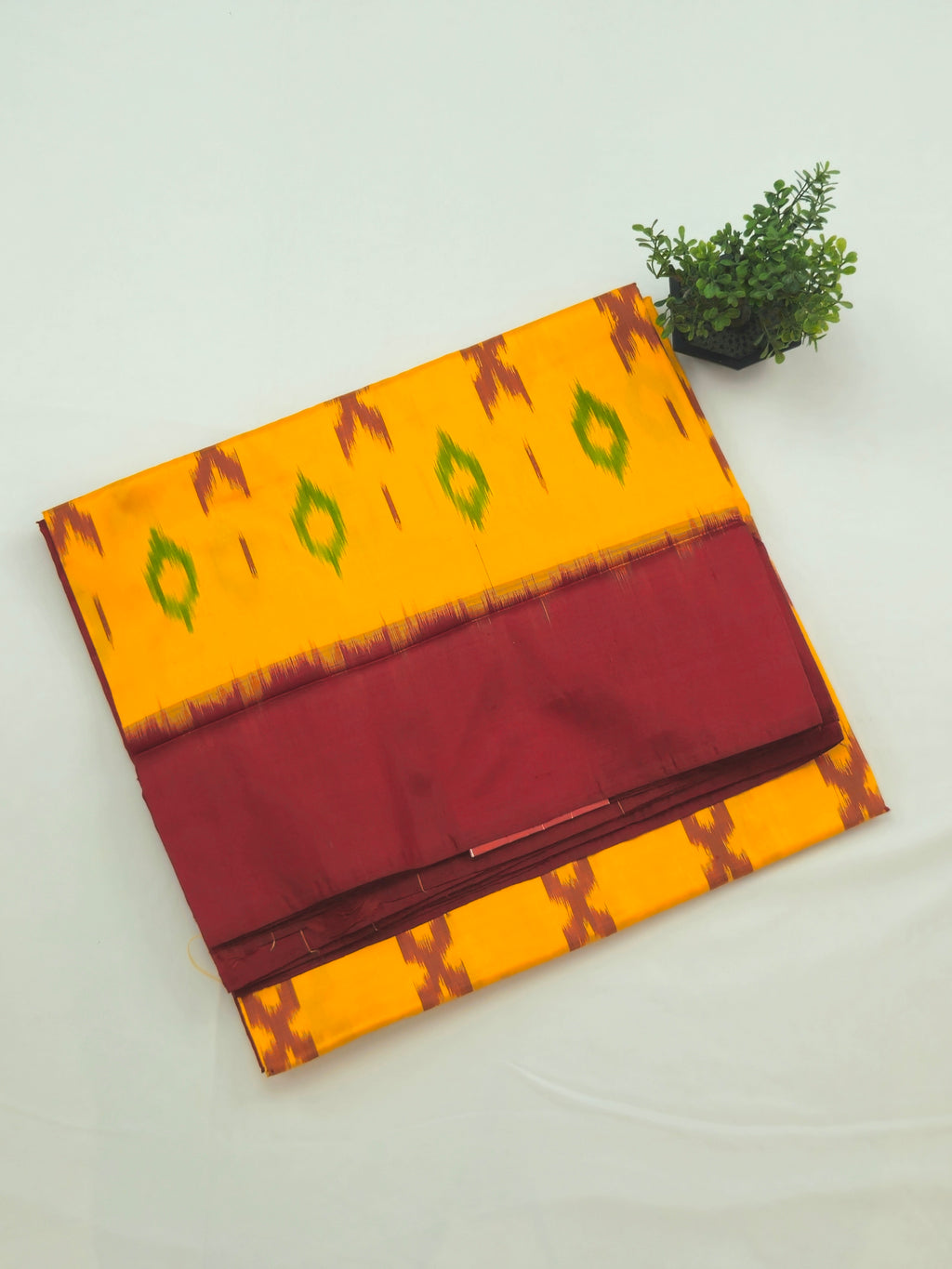 Pure Pochampally weaving silk saree in mustard without Blouse
