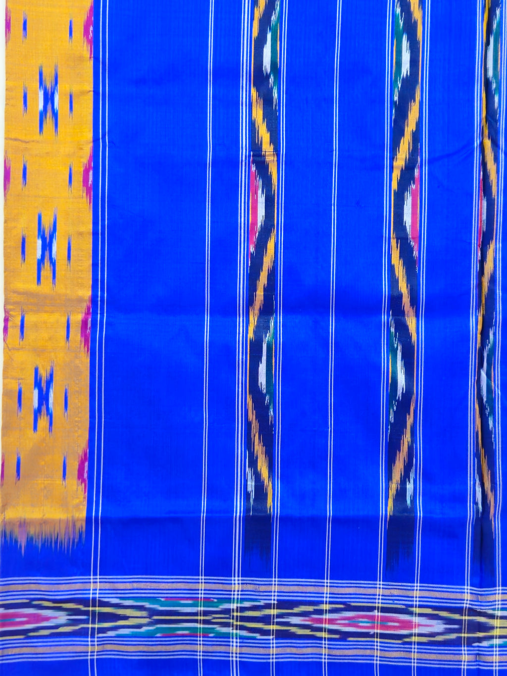 Pure Pochampally weaving silk saree in orange without Blouse