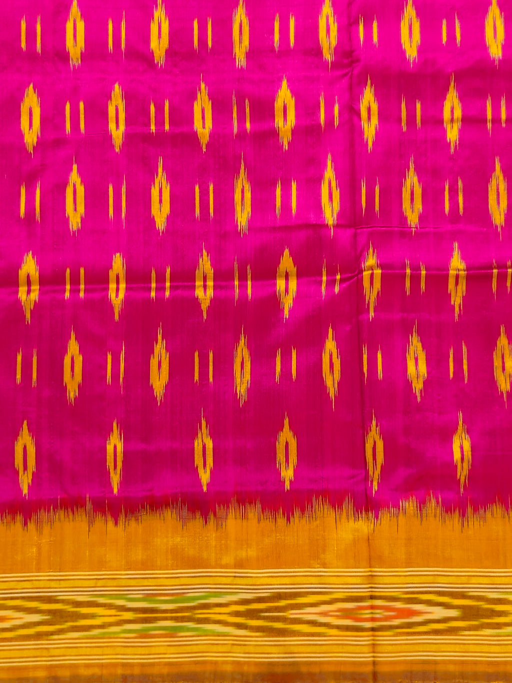 Pure Pochampally weaving silk saree in Pink without Blouse