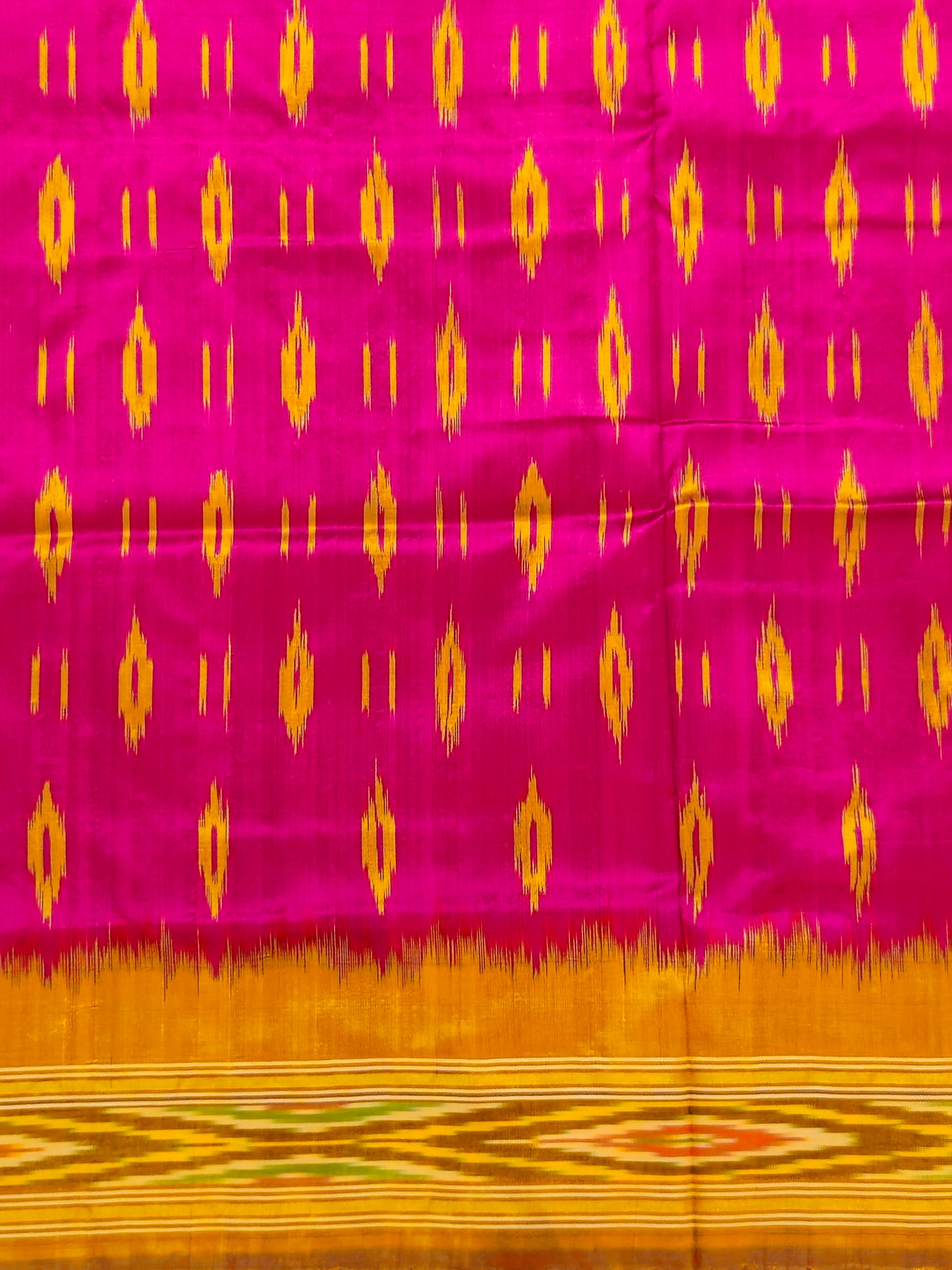 Pure Pochampally weaving silk saree in Pink without Blouse