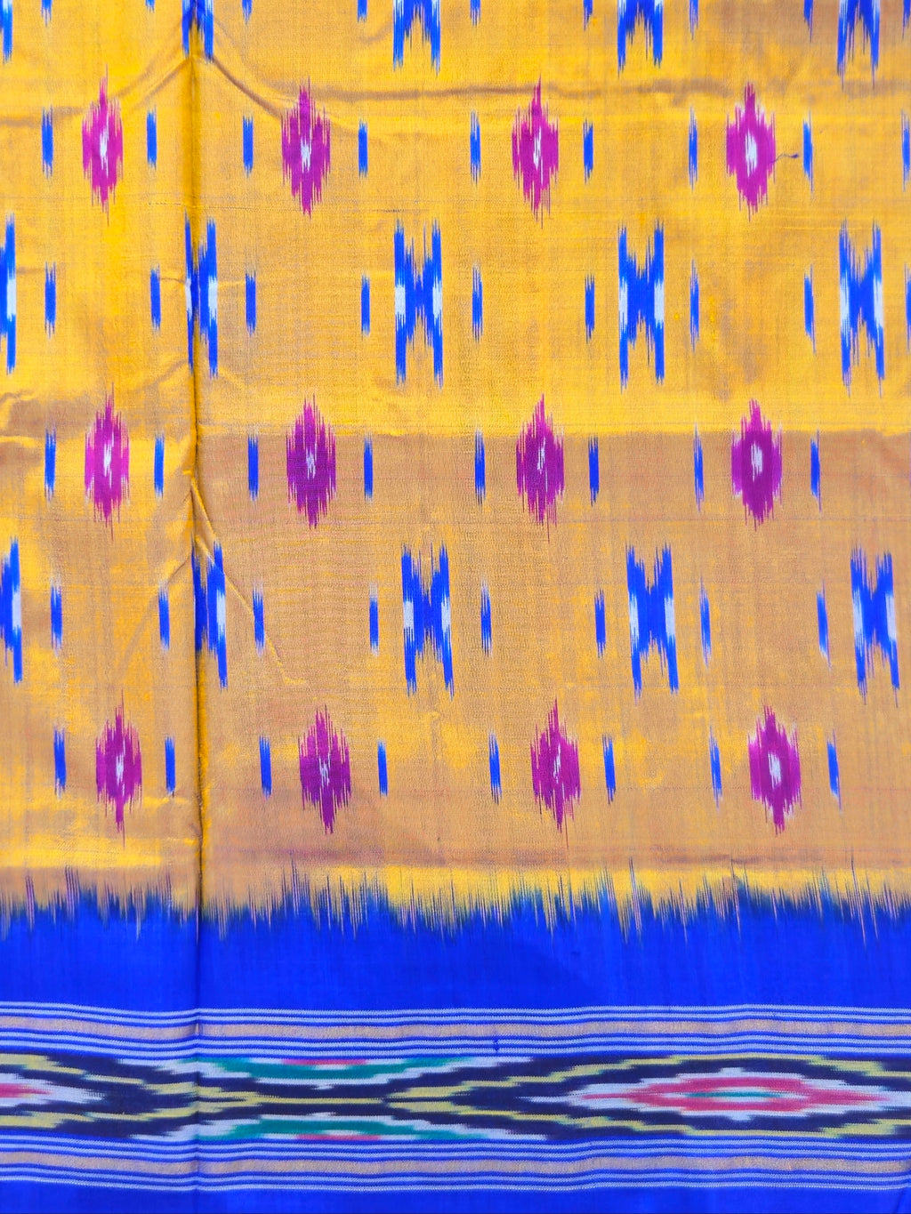 Pure Pochampally weaving silk saree in orange without Blouse