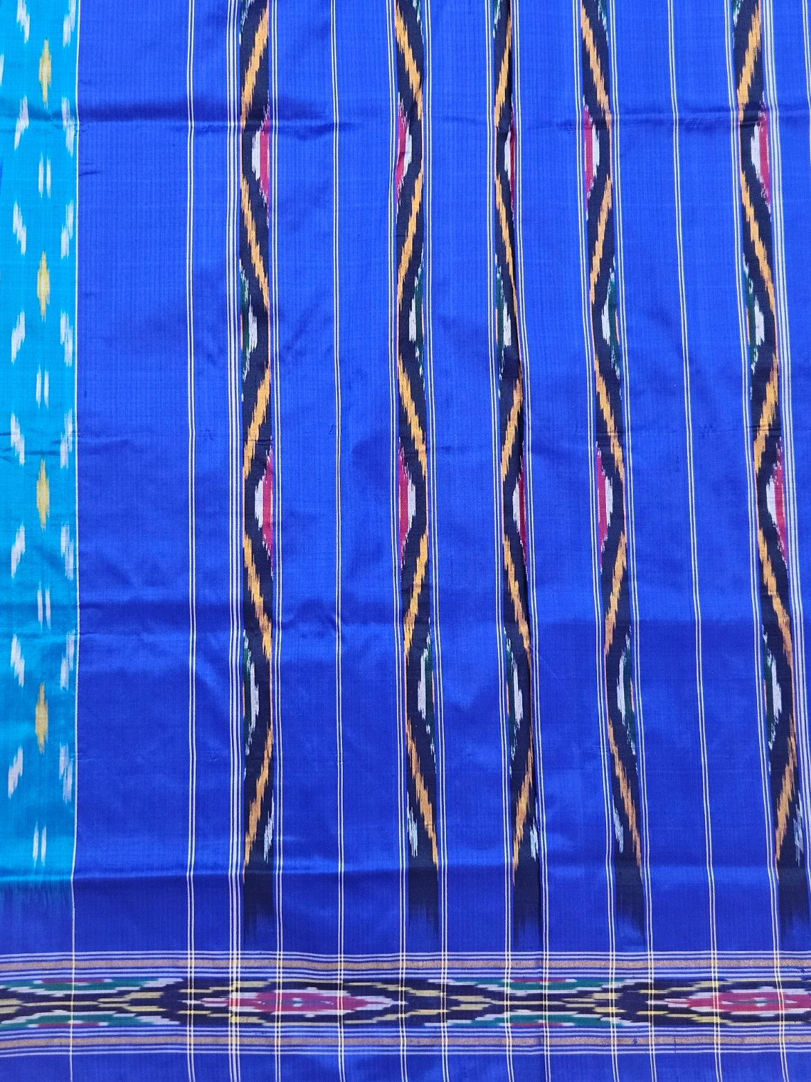 Pure Pochampally weaving silk saree in Sky blue without Blouse