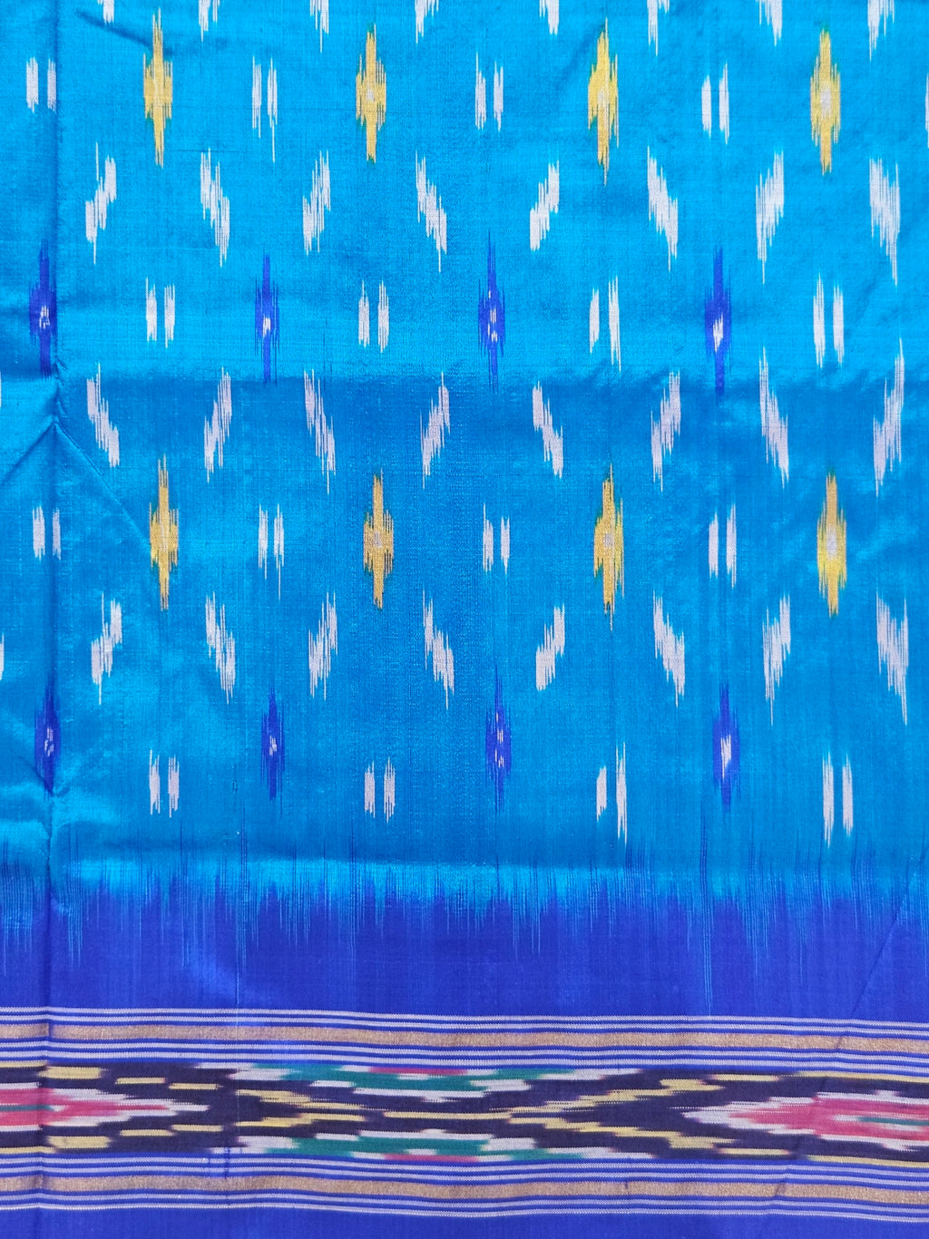 Pure Pochampally weaving silk saree in Sky blue without Blouse