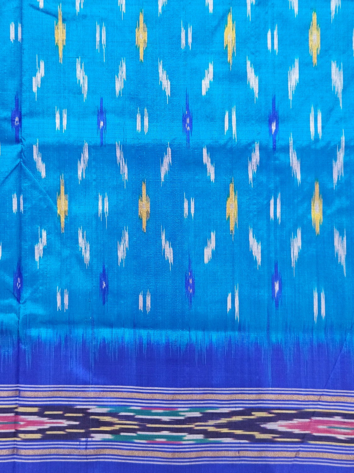 Pure Pochampally weaving silk saree in Sky blue without Blouse