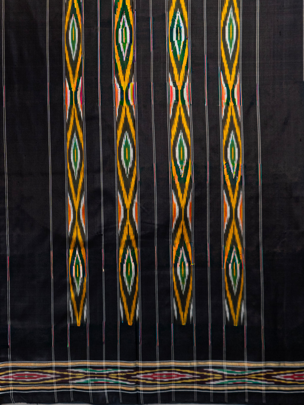 Pure Pochampally silk saree in Grey with designer pallu without blouse