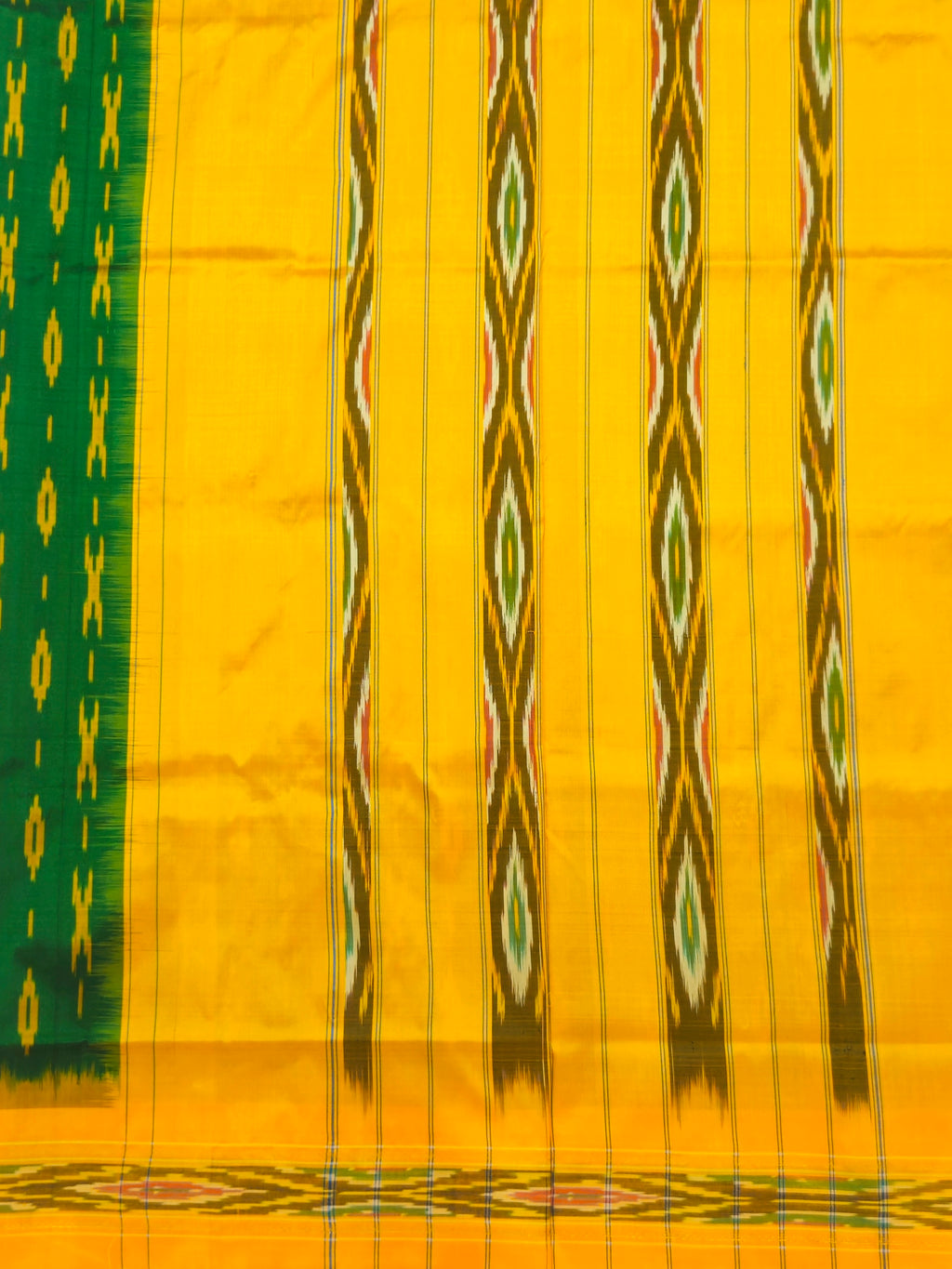 Pure Pochampally weaving silk saree in Deep green without Blouse