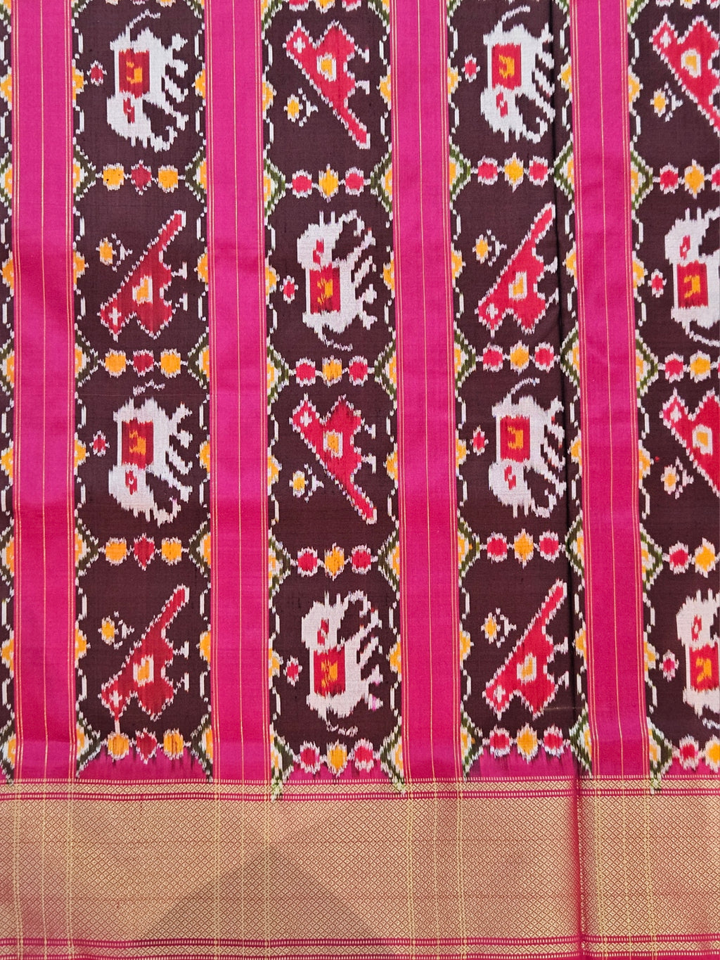 Pure Pochampally silk saree in White with designer pallu and Blouse