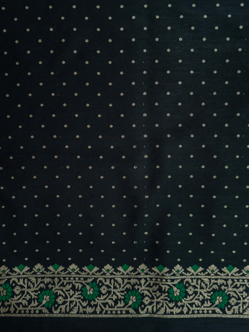 Pure Banarasi Katan Silk Saree in Bold Black with Multicolor Floral Zari & Rich Zari Pallu