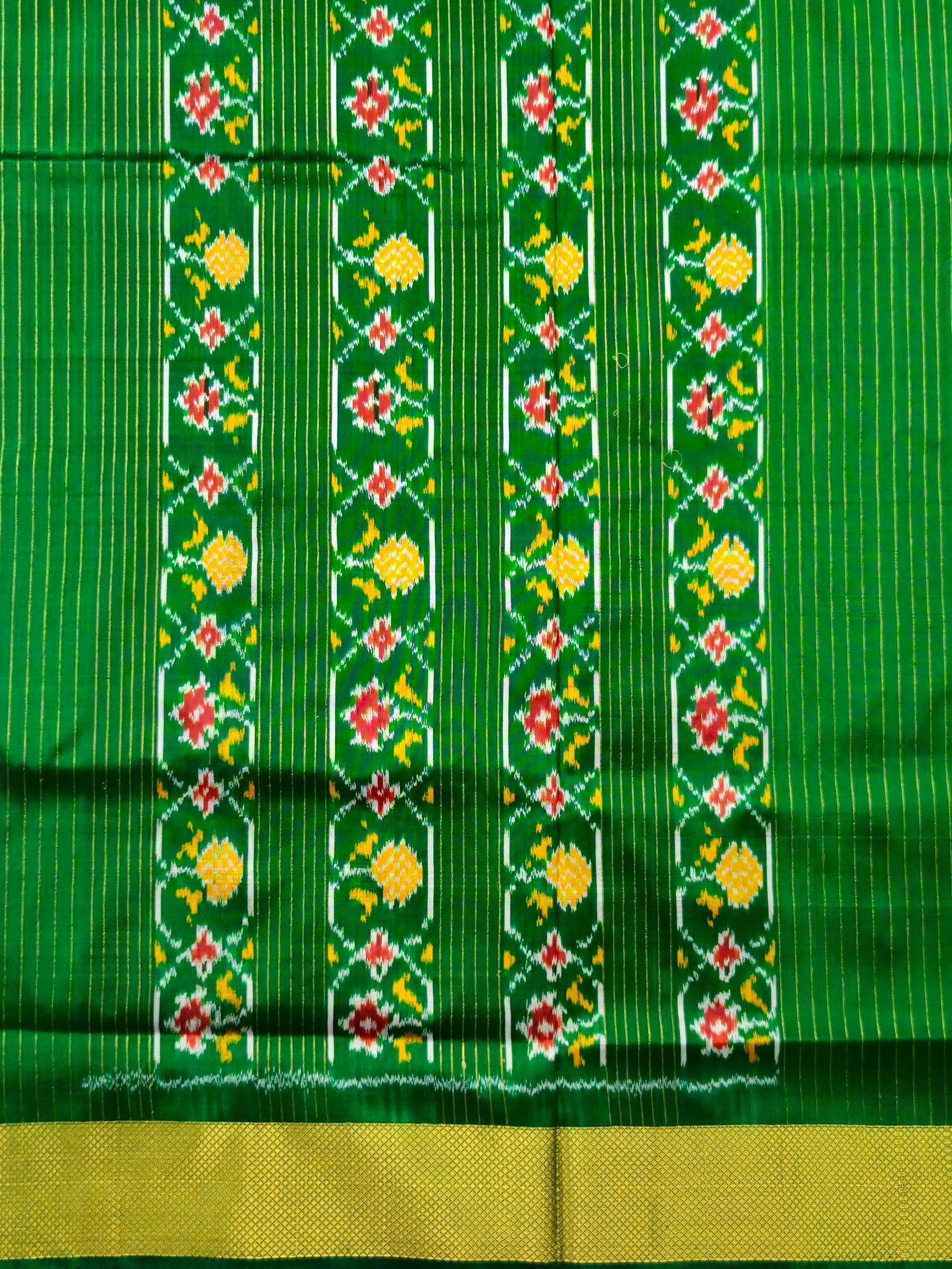 Pure Pochampally silk saree in pink double ikkat with designer pallu and contrast Blouse