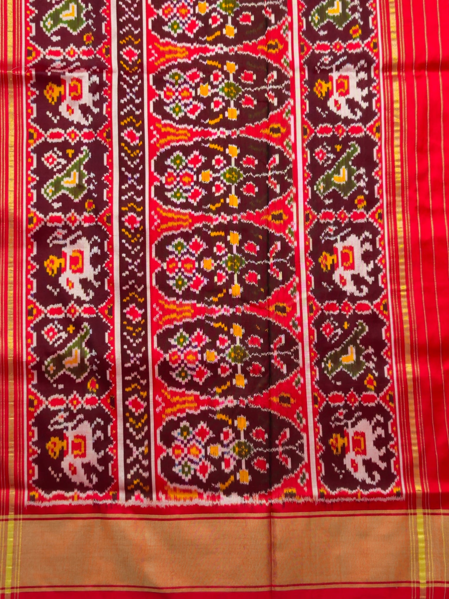 Pure Pochampally silk saree in Blue double ikkat with designer pallu and contrast Blouse