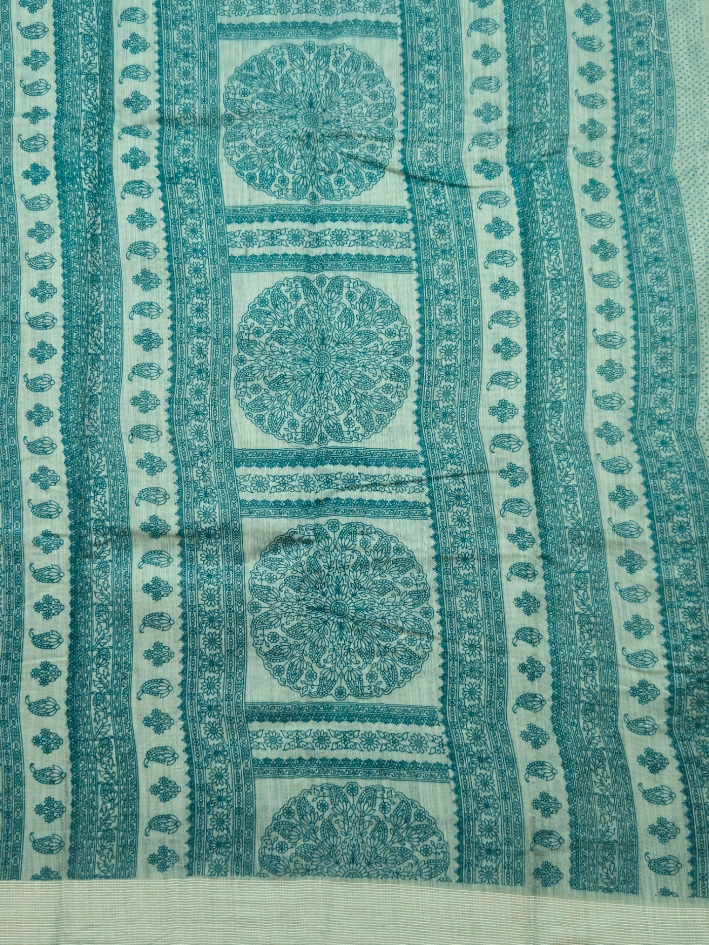 Kalamkari saree in Blue color with designer printed pallu and plain blouse