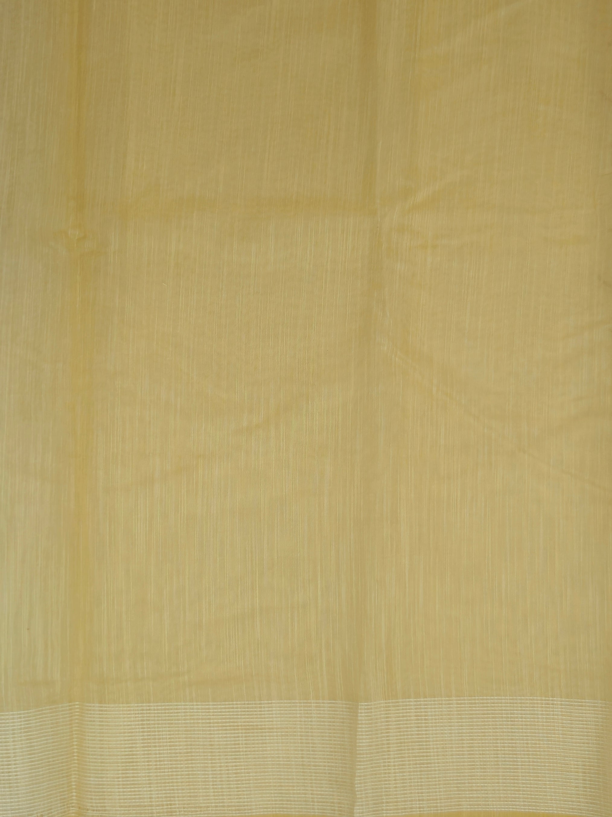 Kalamkari saree in yellow color with designer printed pallu and plain blouse