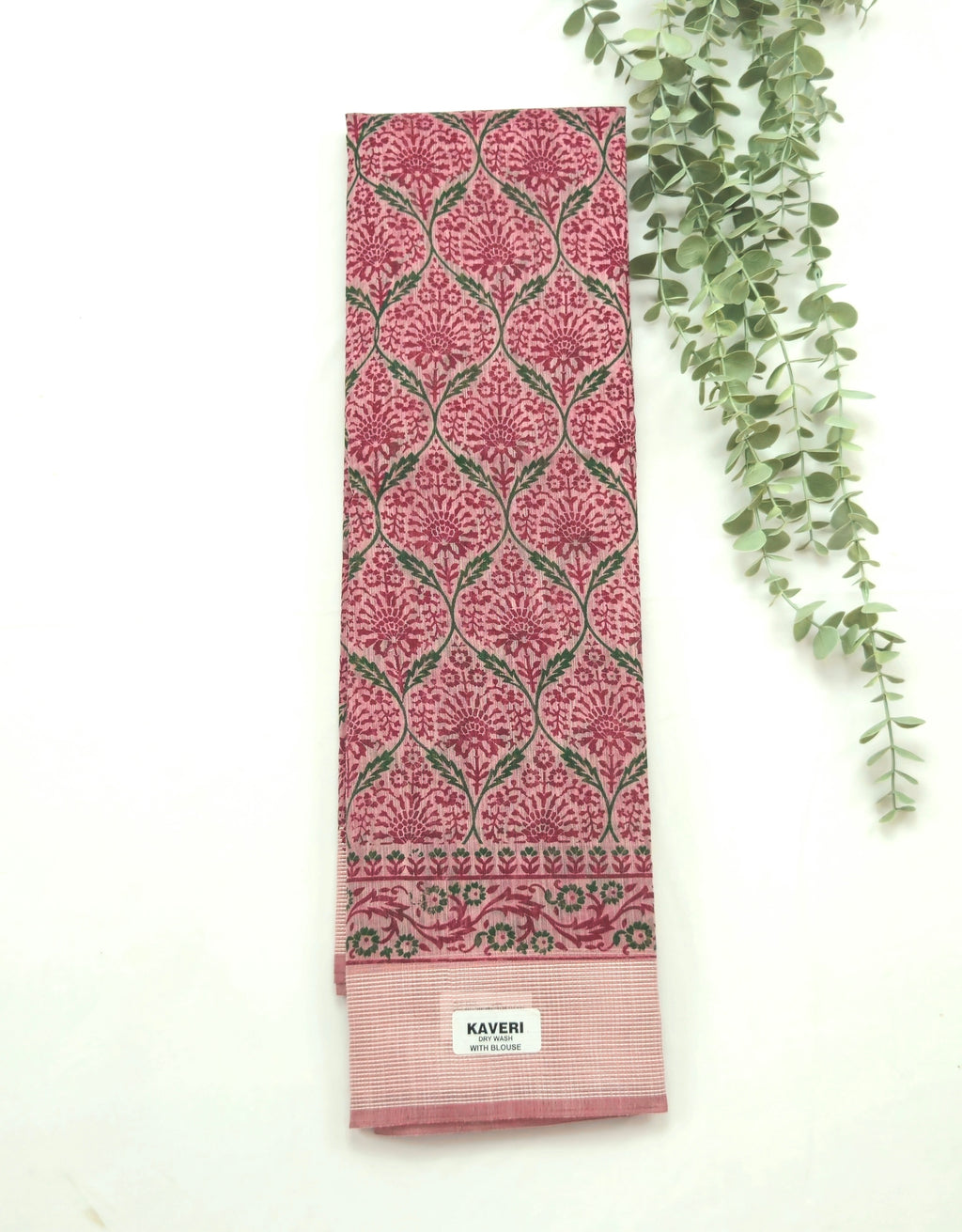 Kalamkari saree in designer print pallu and plain blouse