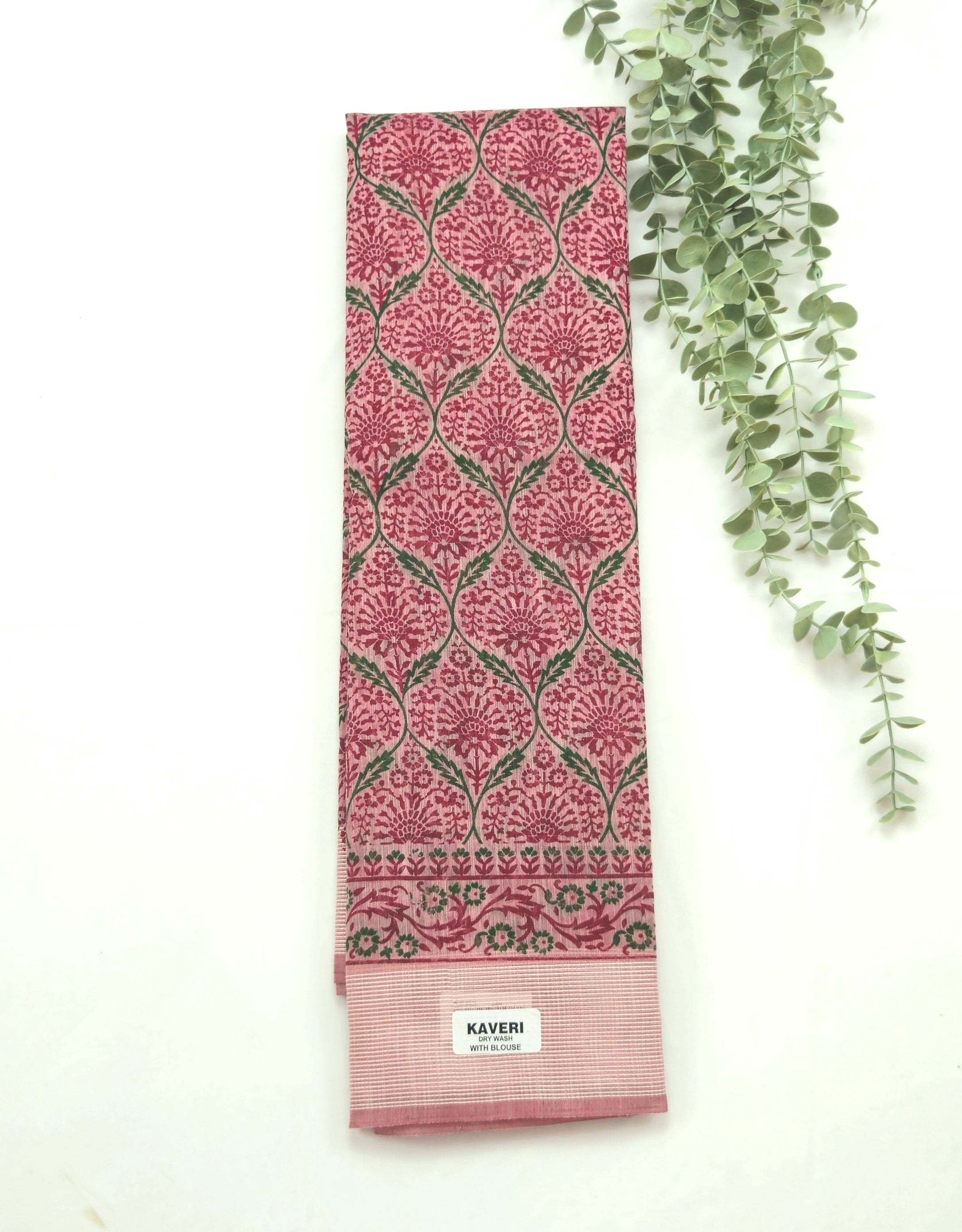 Kalamkari saree in designer print pallu and plain blouse