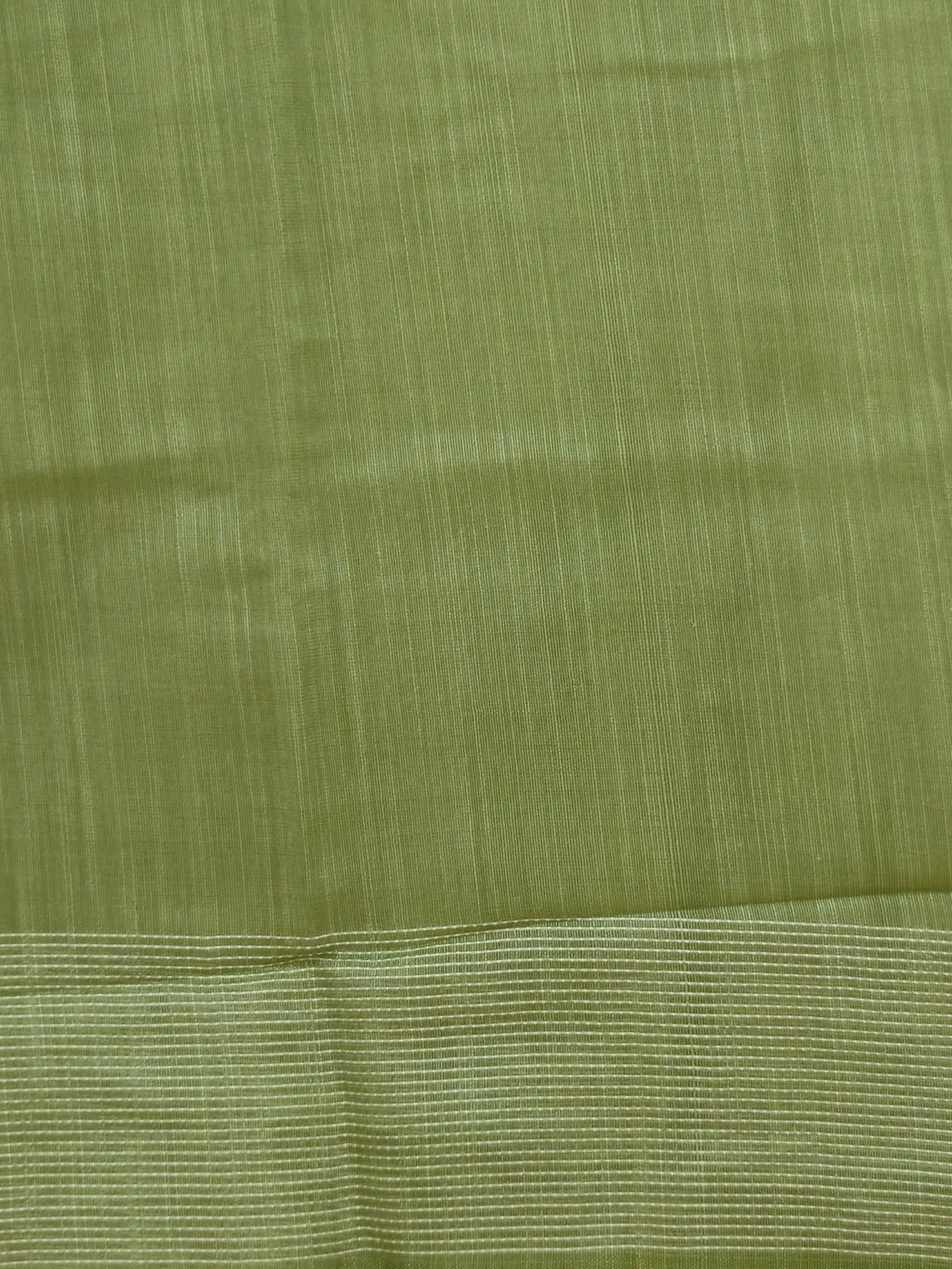 Kalamkari saree in olive green color designer print pallu and plain blouse