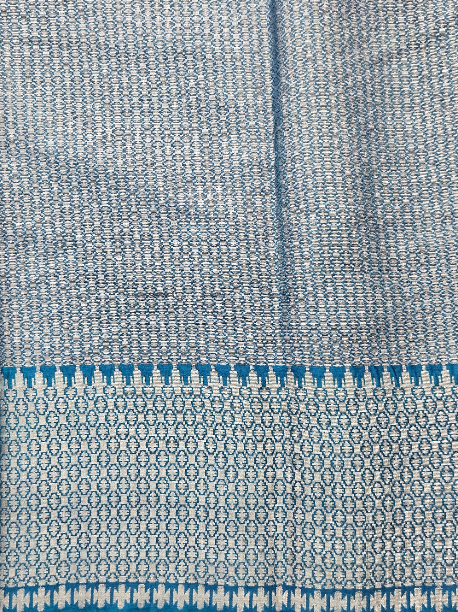 Gulabi pink pochampally weaving silk saree with designer pallu and blouse