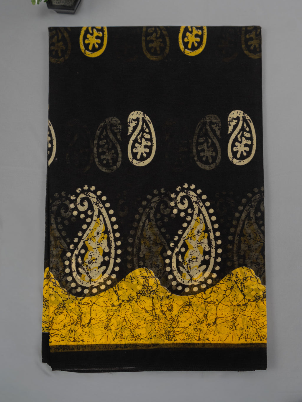 Hand Batik Print Cotton Saree in Classic Black Color