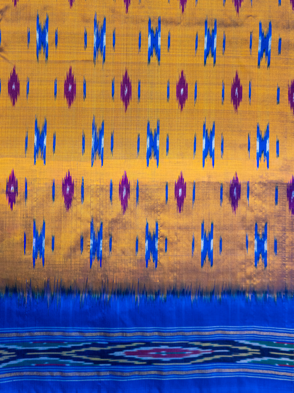 Pure Pochampally weaving silk saree in orange without Blouse