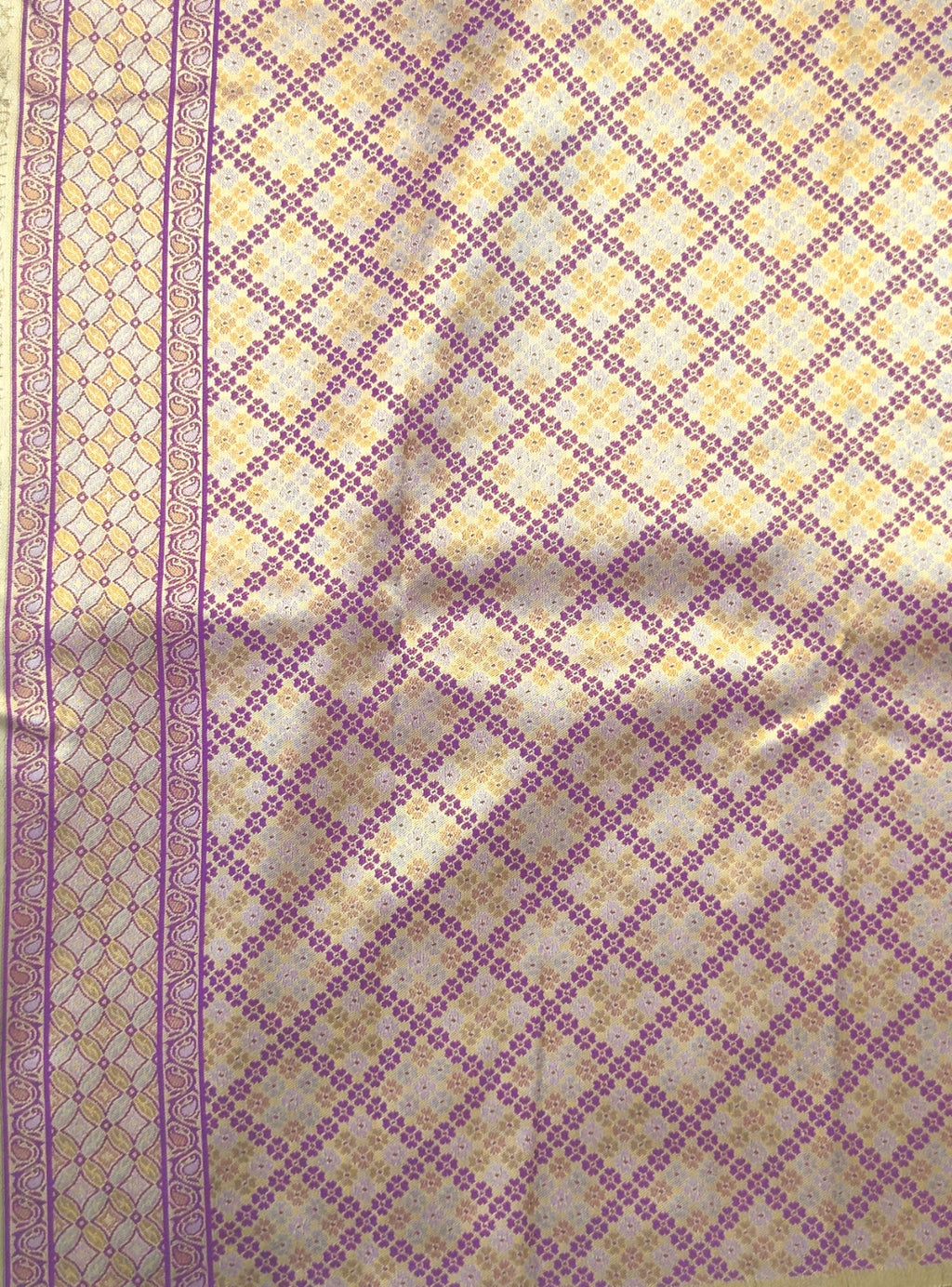 Kanchivaram heavy weaving  saree in olive green color with contrast geometric blouse