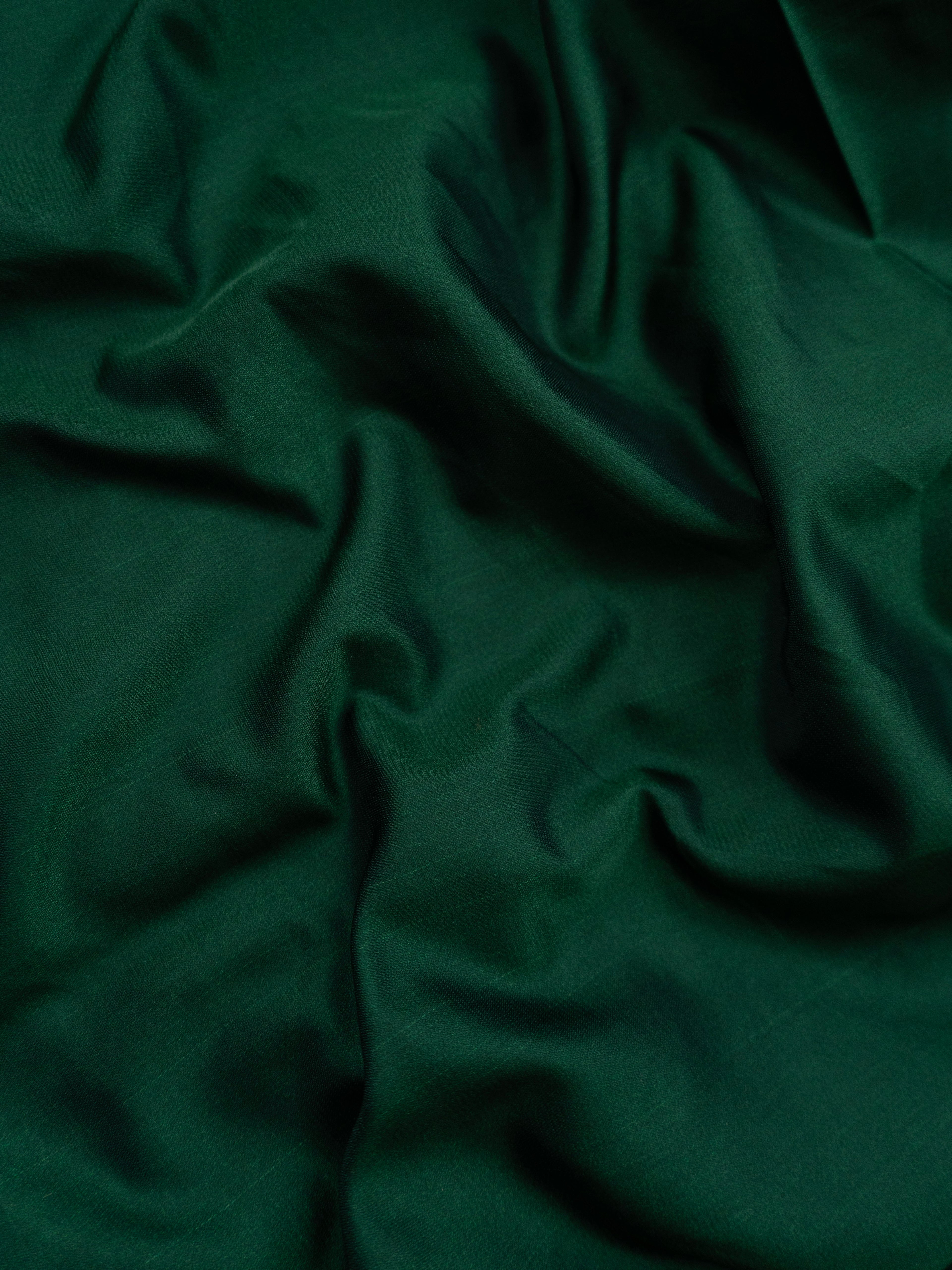 Pure Banarasi Katan Silk Saree in Deep Bottle Green with Multicolor Floral Zari & Grand Zari Pallu
