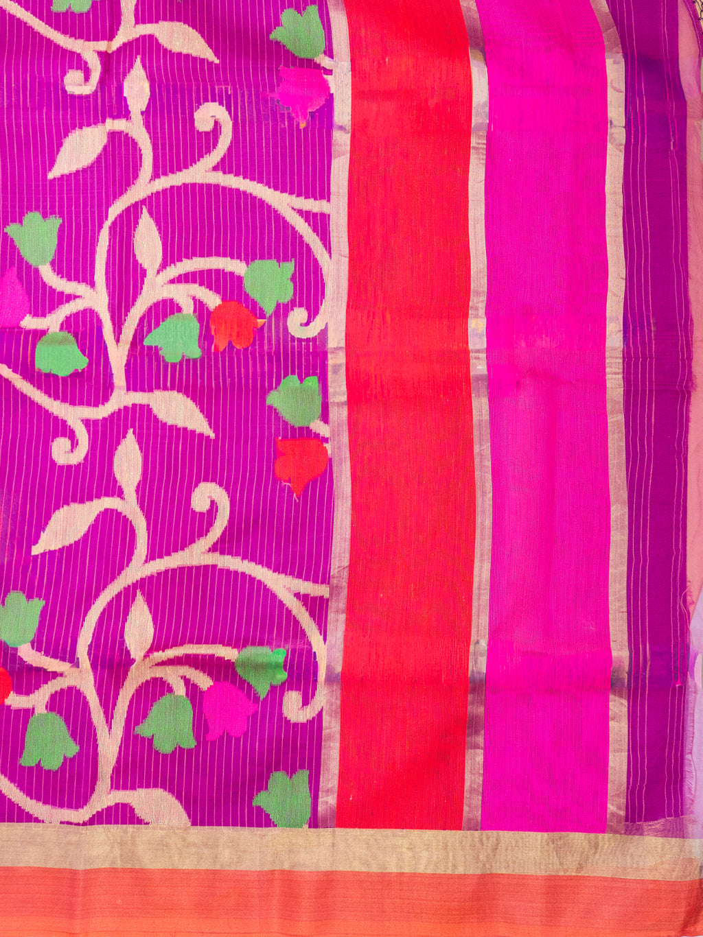Pure Uppada Handloom Silk Saree in Pink with Floral Weaving & Elegant Line Pallu