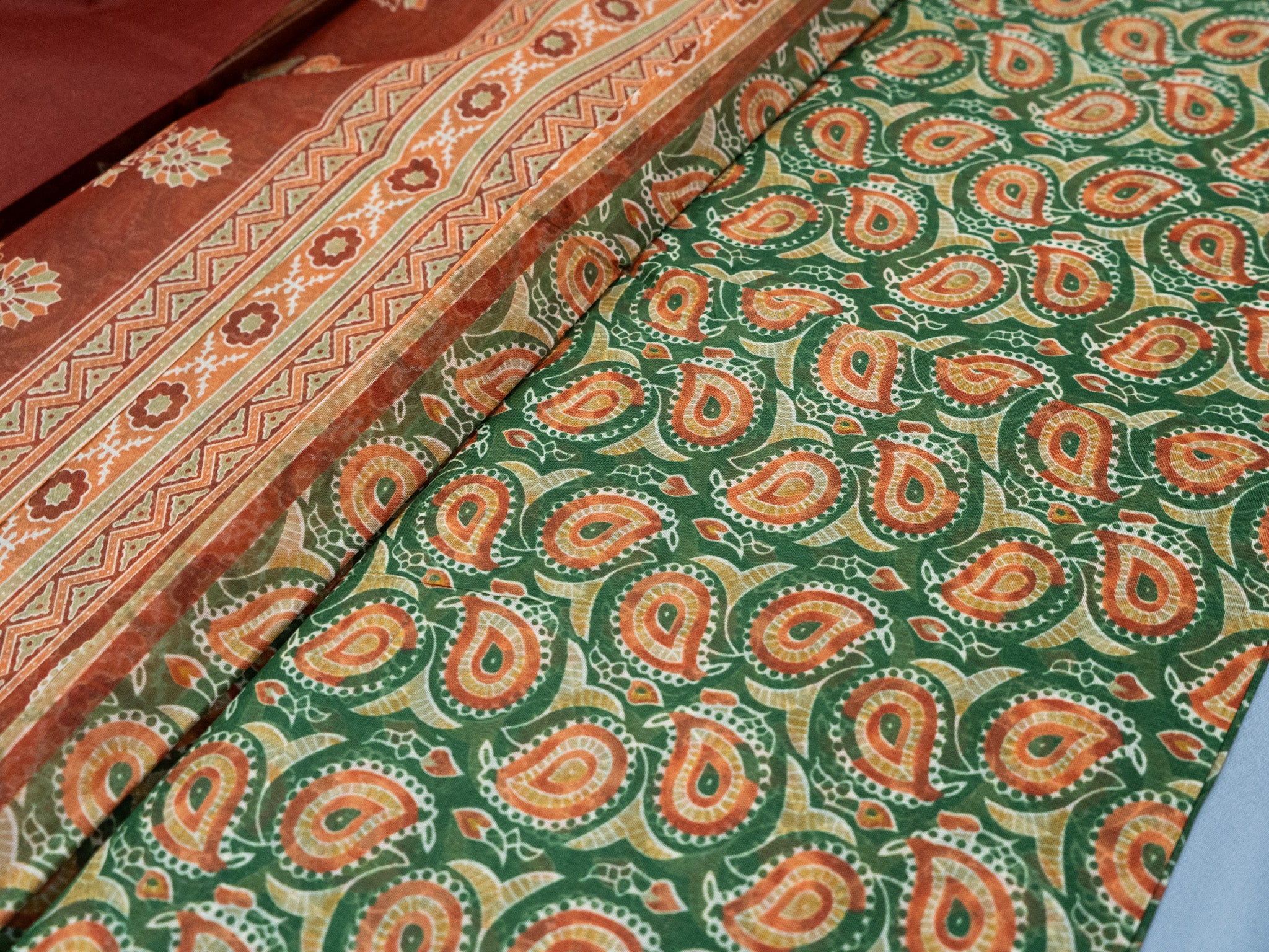 Kalamkari indo cotton saree scenic print pallu