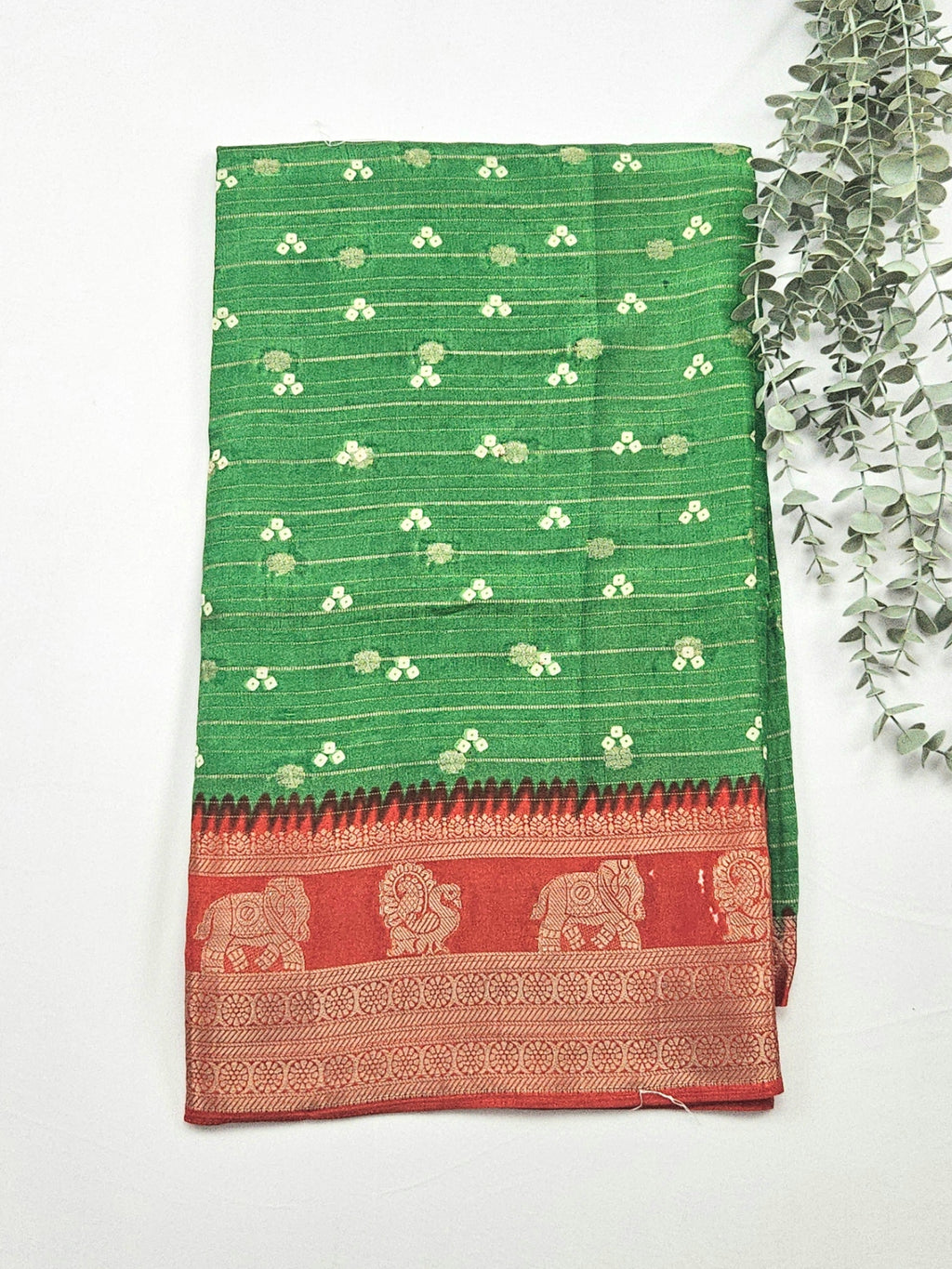 Pochampally green Bandhani print silk saree
