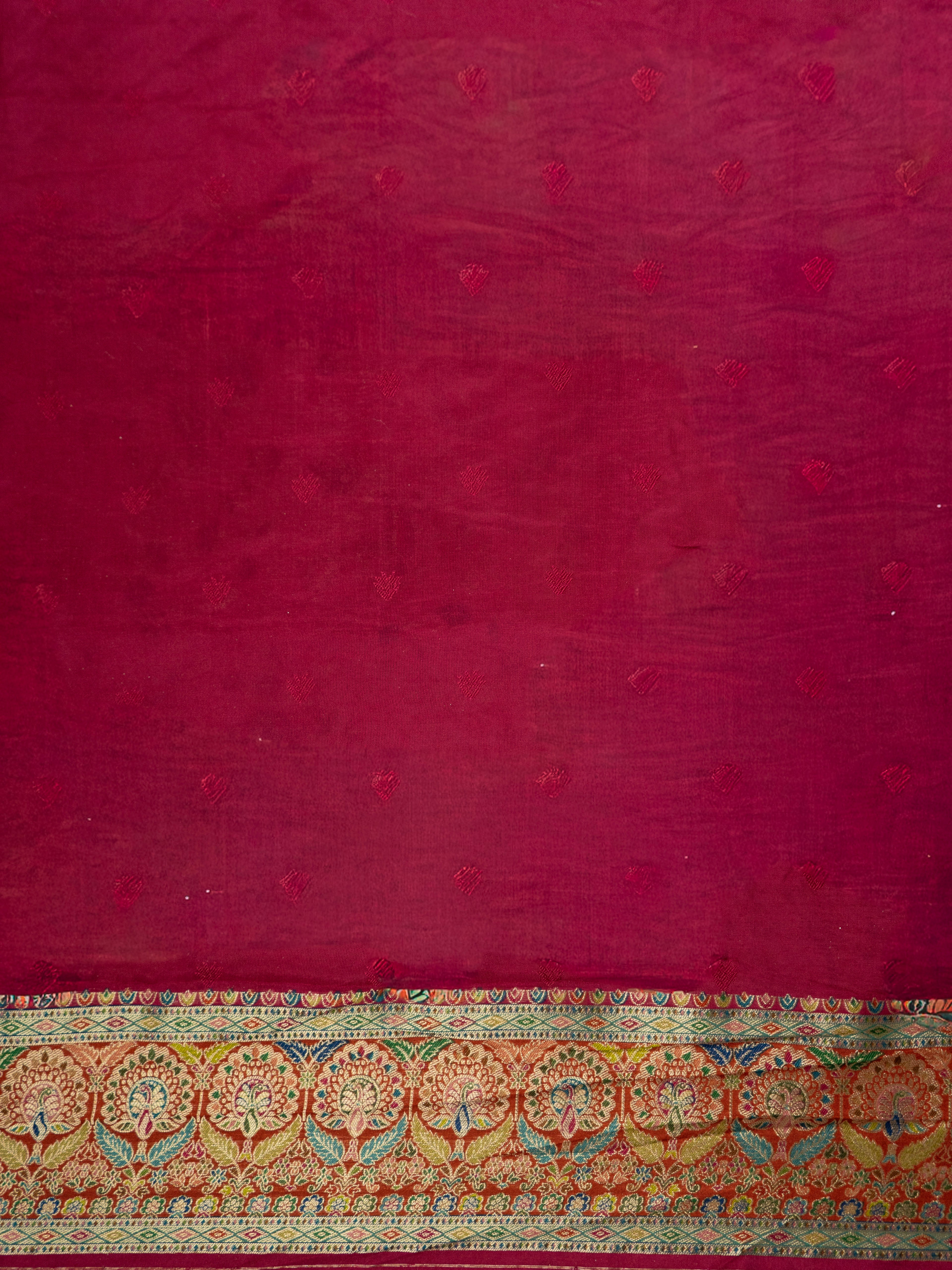 Pure Rajwada Silk Saree in Beige with Royal Animal & Palace Weaving