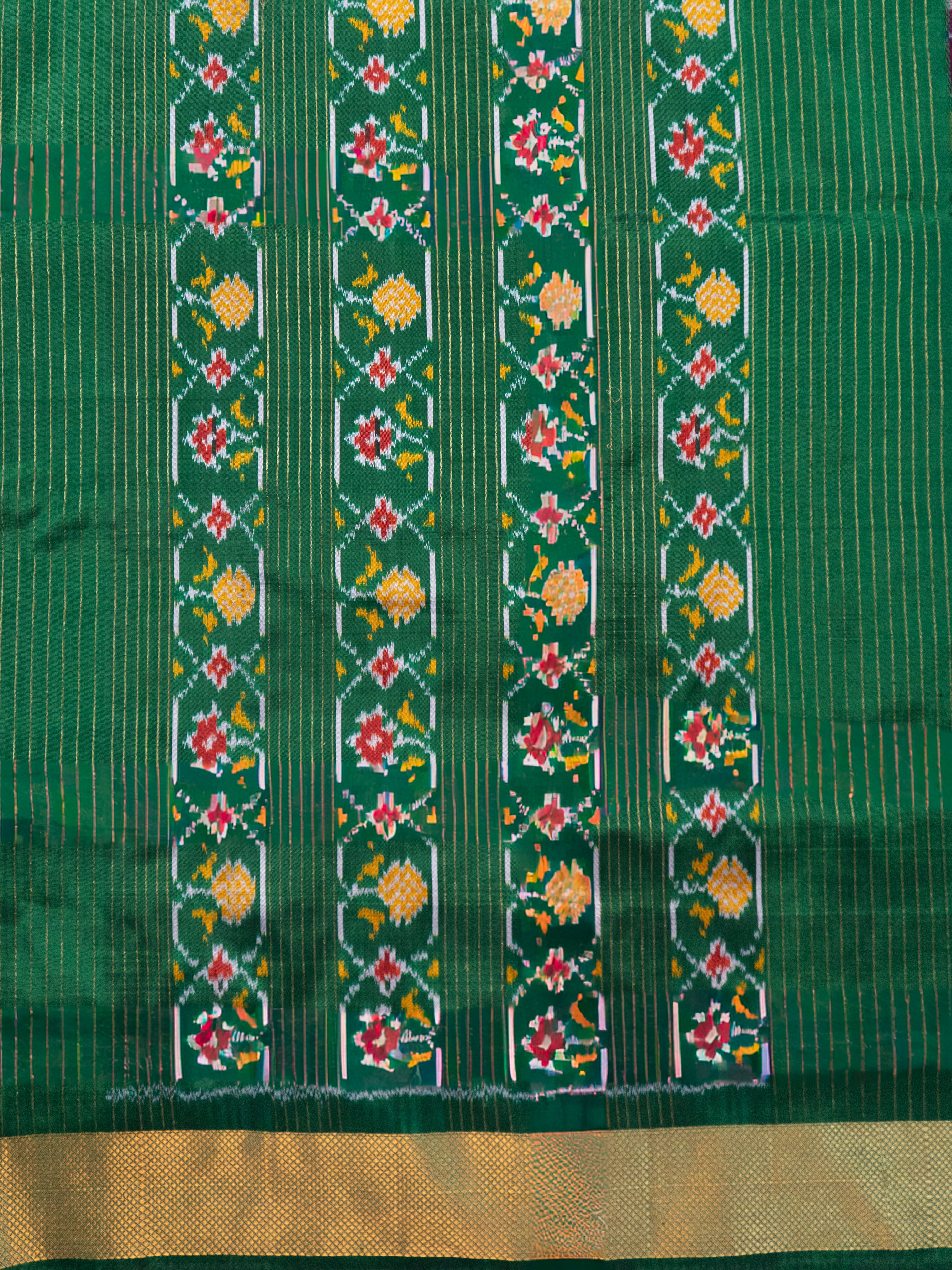 Pure Pochampally silk saree in pink double ikkat with designer pallu and contrast Blouse