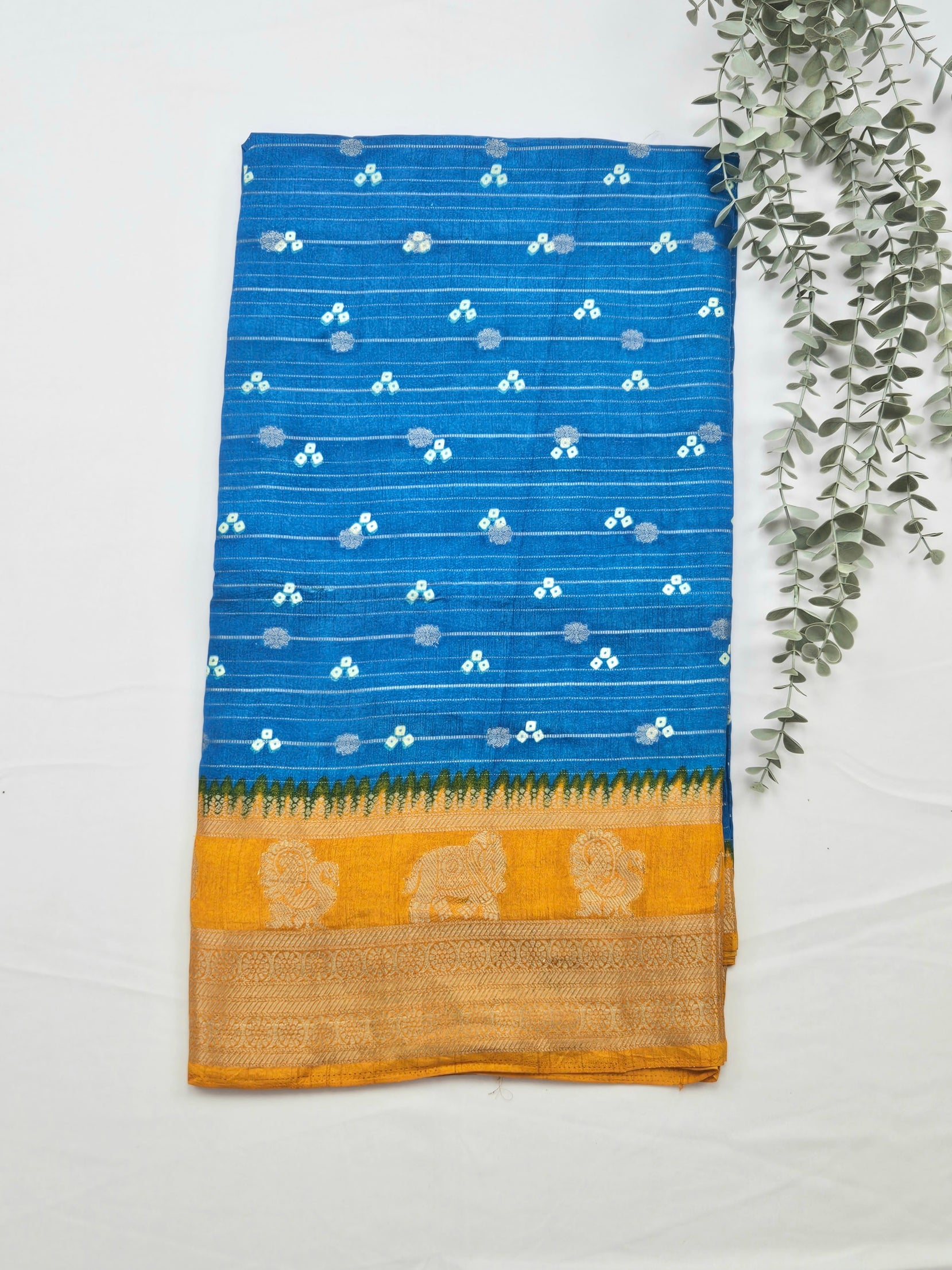 Pochampally orange Bandhani print silk saree