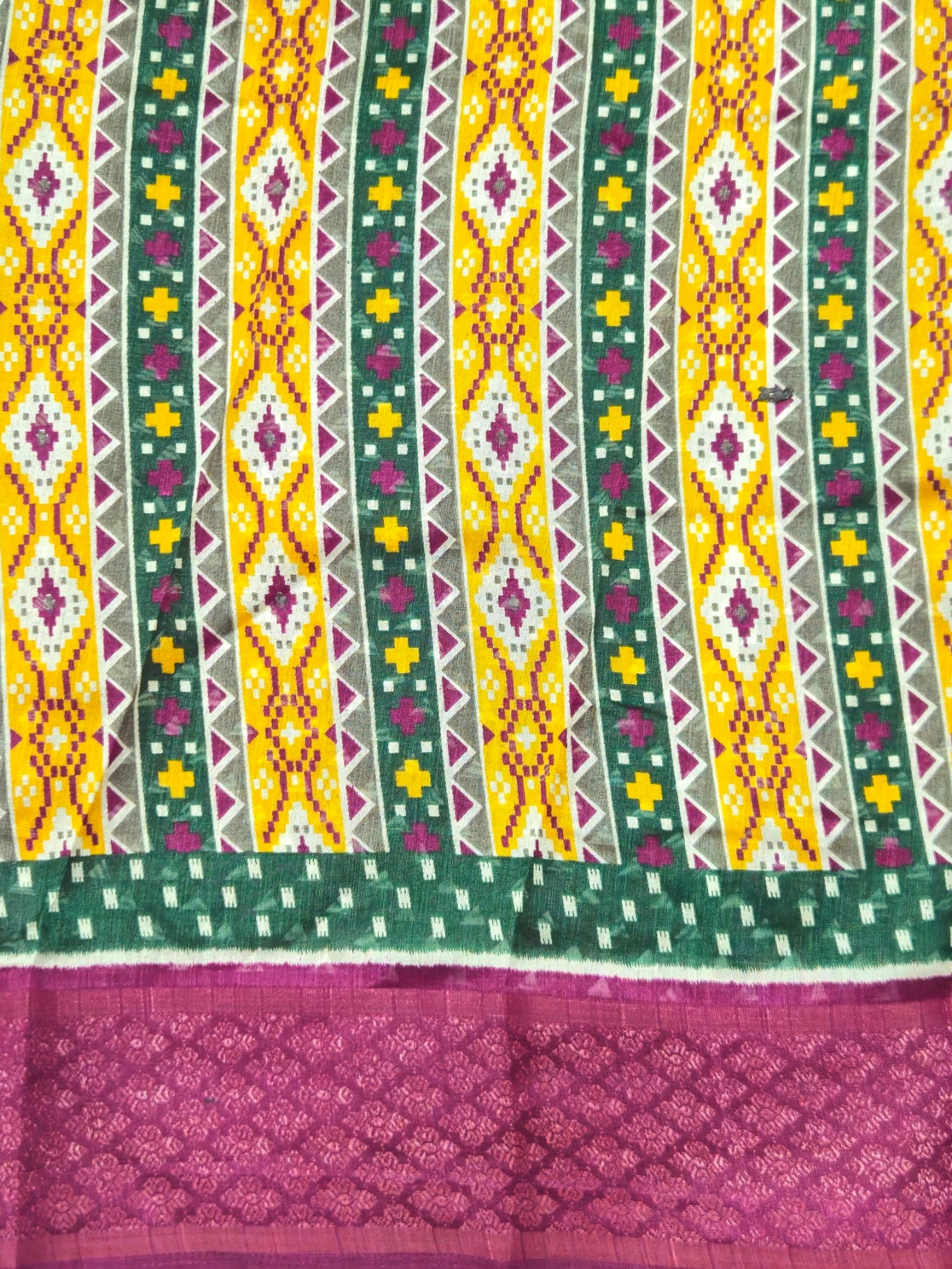 Pochampally Pichwai Dark green Animal print silk saree with blouse