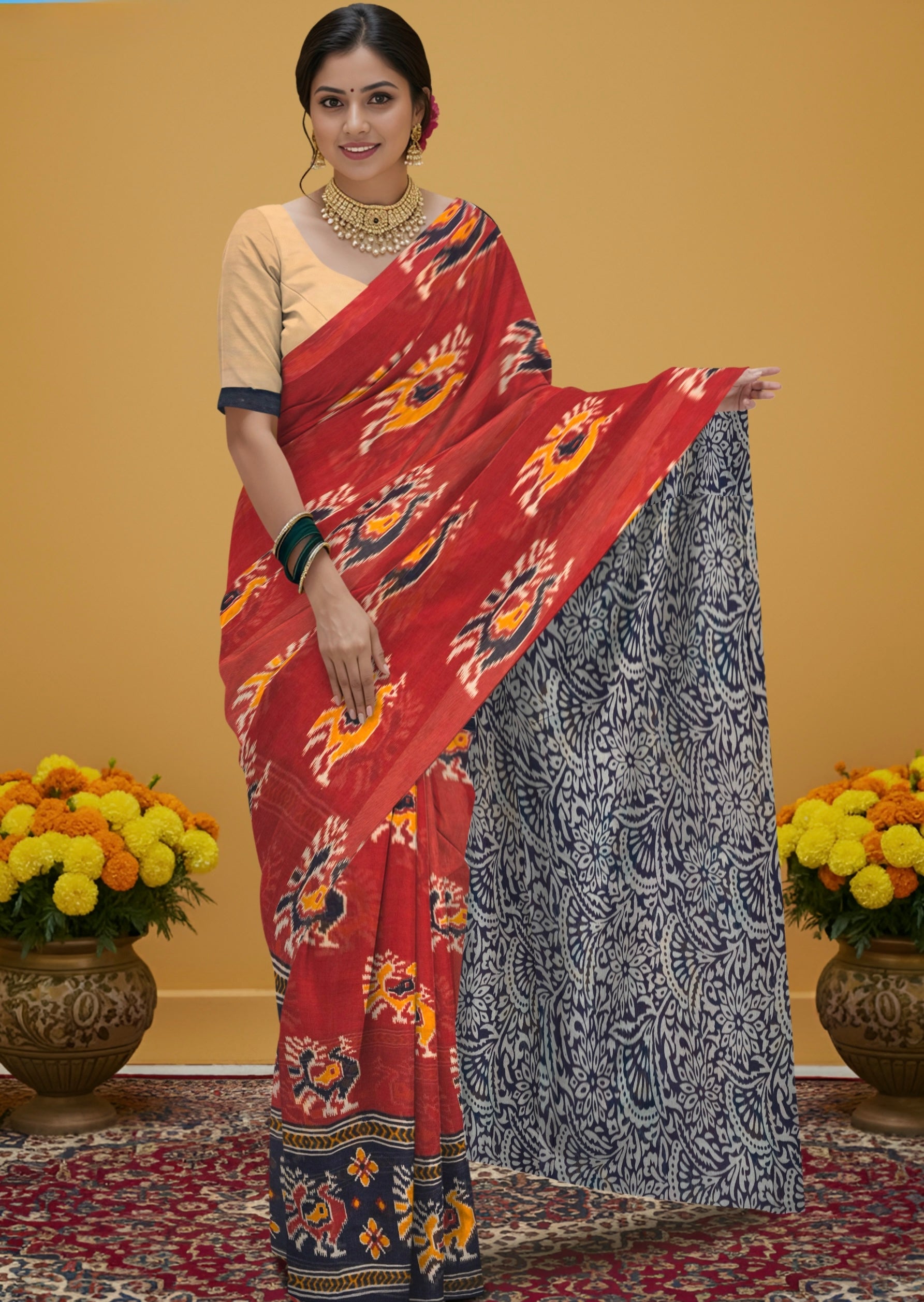 Pochampally Pure Cotton Saree – Authentic Handloom Ikat Weave