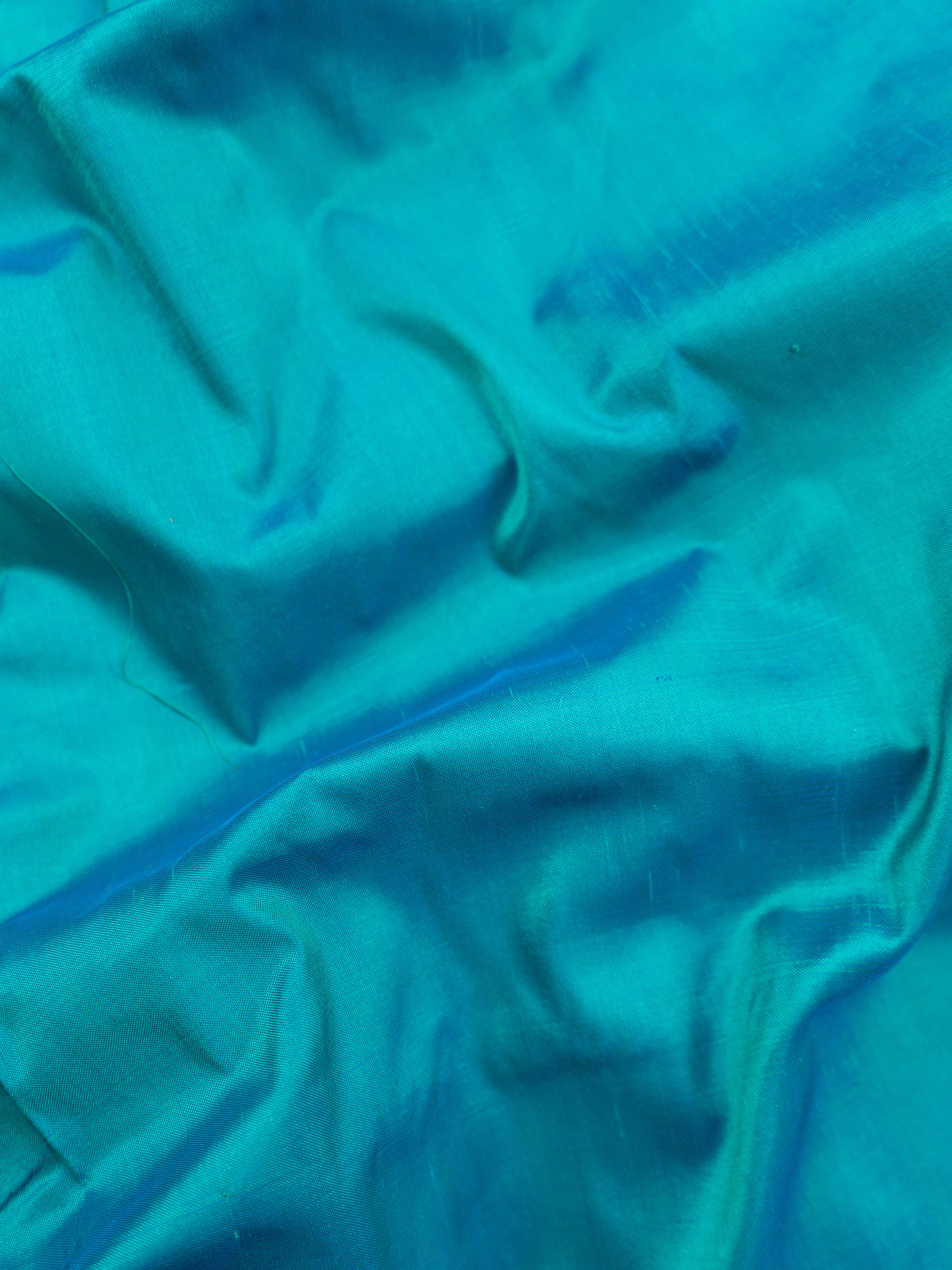 Pure Pochampally Double Ikat Silk Saree in Sea Green & White with Zari Pallu
