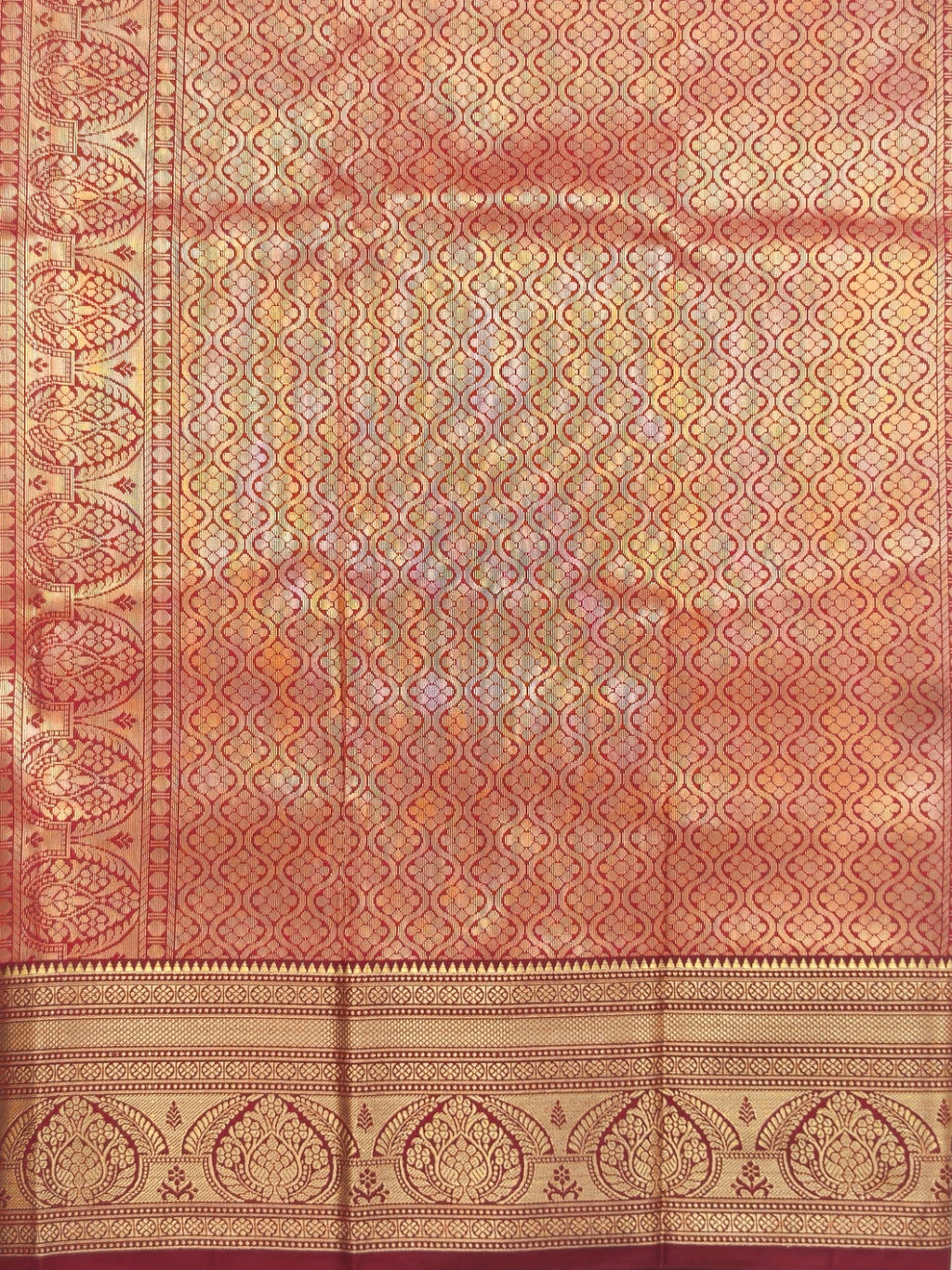 Kanchivaram golden weave saree in blue color with geometric weaves